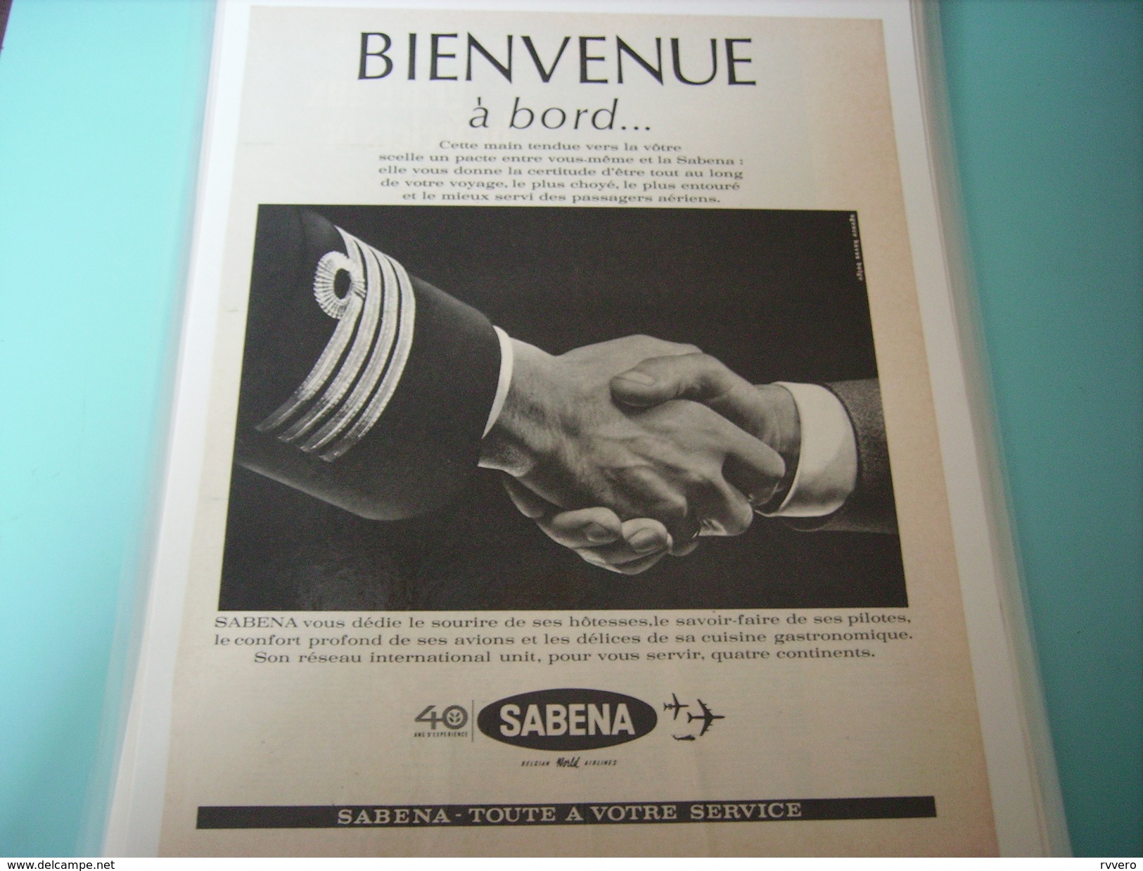 ANCIENNE PUBLICITE VOYAGE SABENA BIENVENUE A BORD 1963 - Advertenties