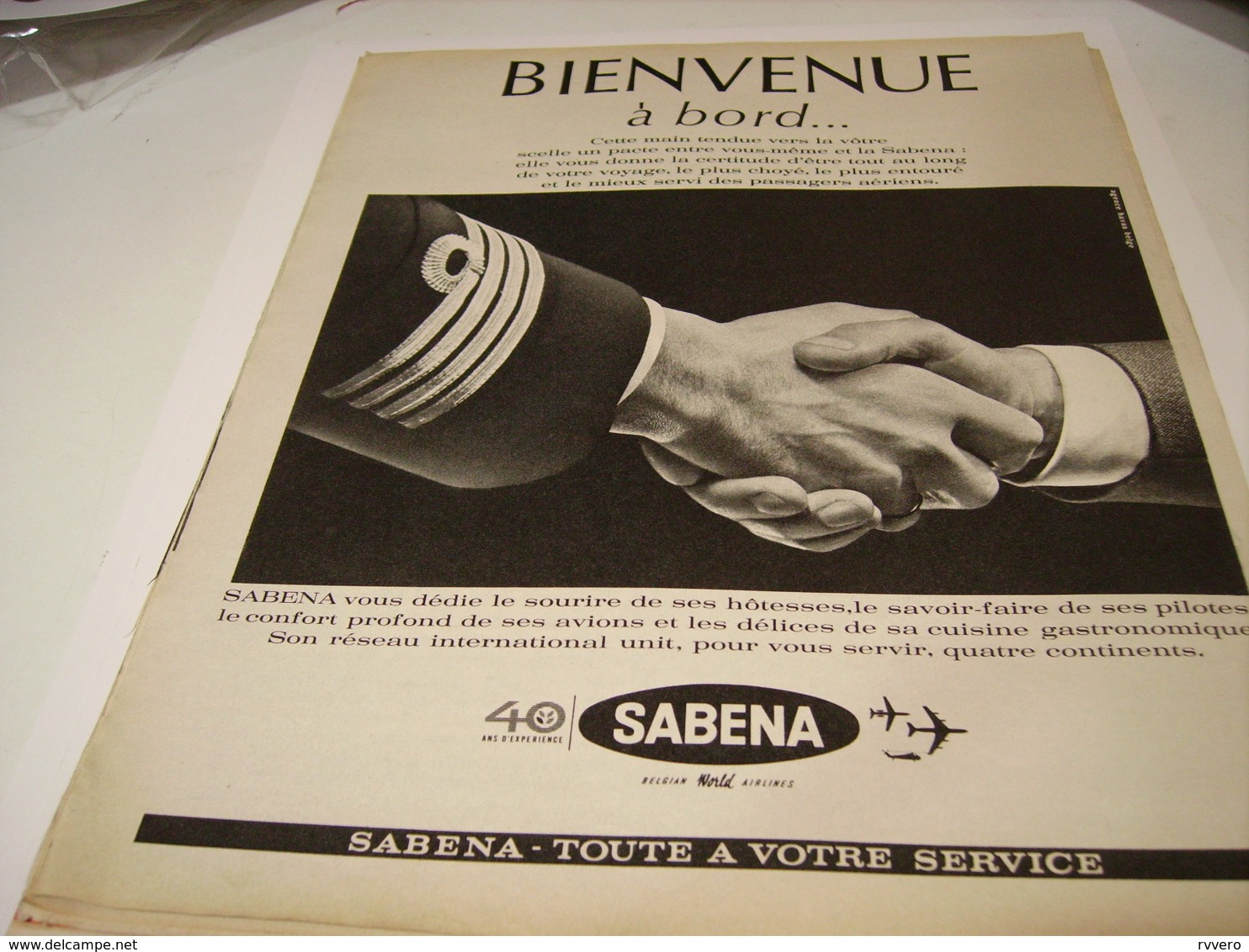 ANCIENNE PUBLICITE VOYAGE SABENA BIENVENUE A BORD 1963 - Pubblicità