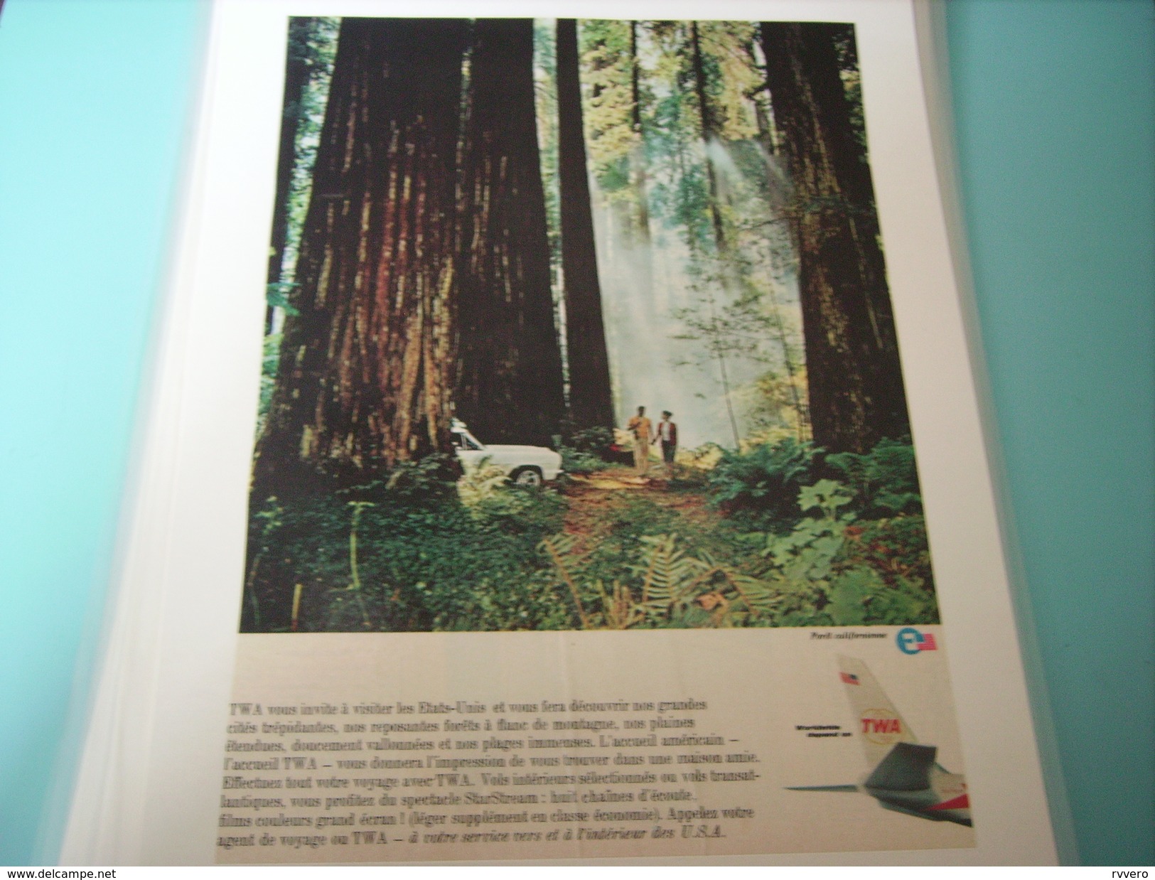 ANCIENNE PUBLICITE VOYAGE TWA USA FORET CALIFORNIENNE - Advertenties