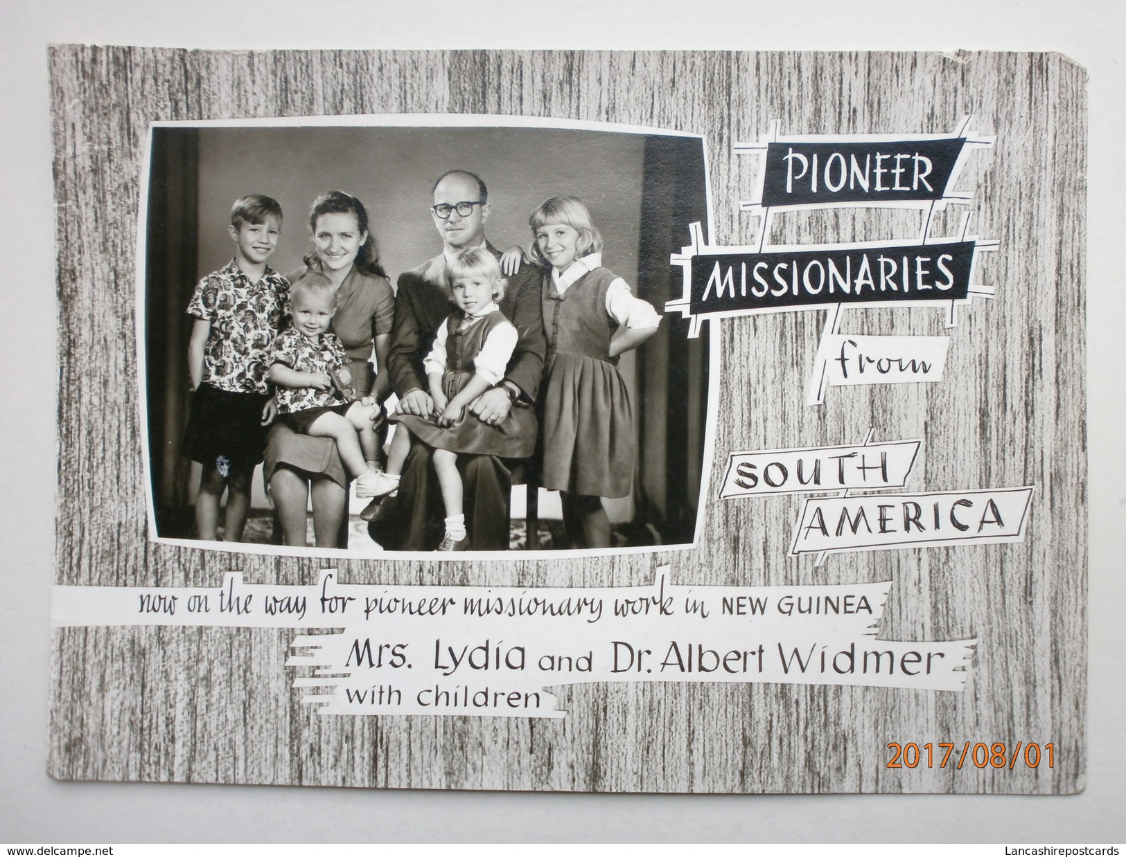 Postcard Pioneer Missionaries From South America Dr Albert Widmer And Family Christian Interest C 1959 My Ref B21705 - Missions