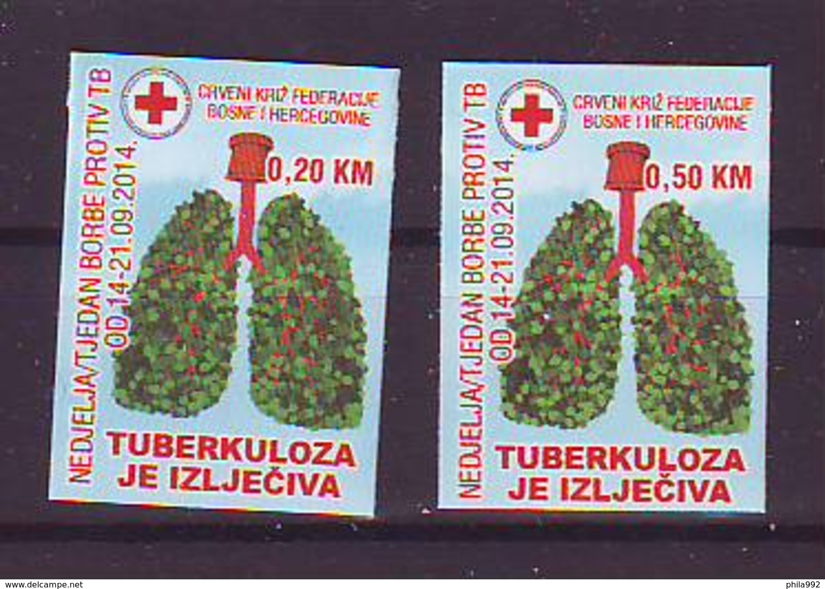 BiH Bosnia 2014 Y Charity Stamp Red Cross Tuberculosis Mi No 32 Selfadhesive MNH - Bosnië En Herzegovina