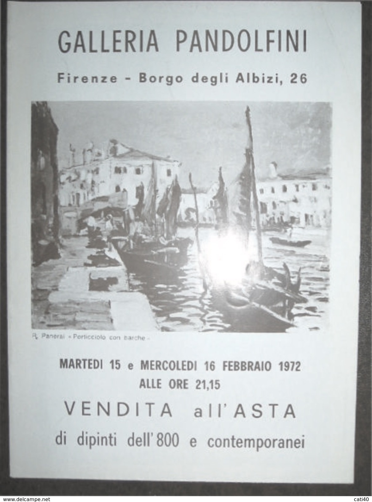 CATALOGO VENDITA ALL'ASTA DALLERUA PANDOLFINI FIRENZE  15/16/2/1972 DI DIPINTI DELL'800 E CONTEMPORANEI - Scientific Texts