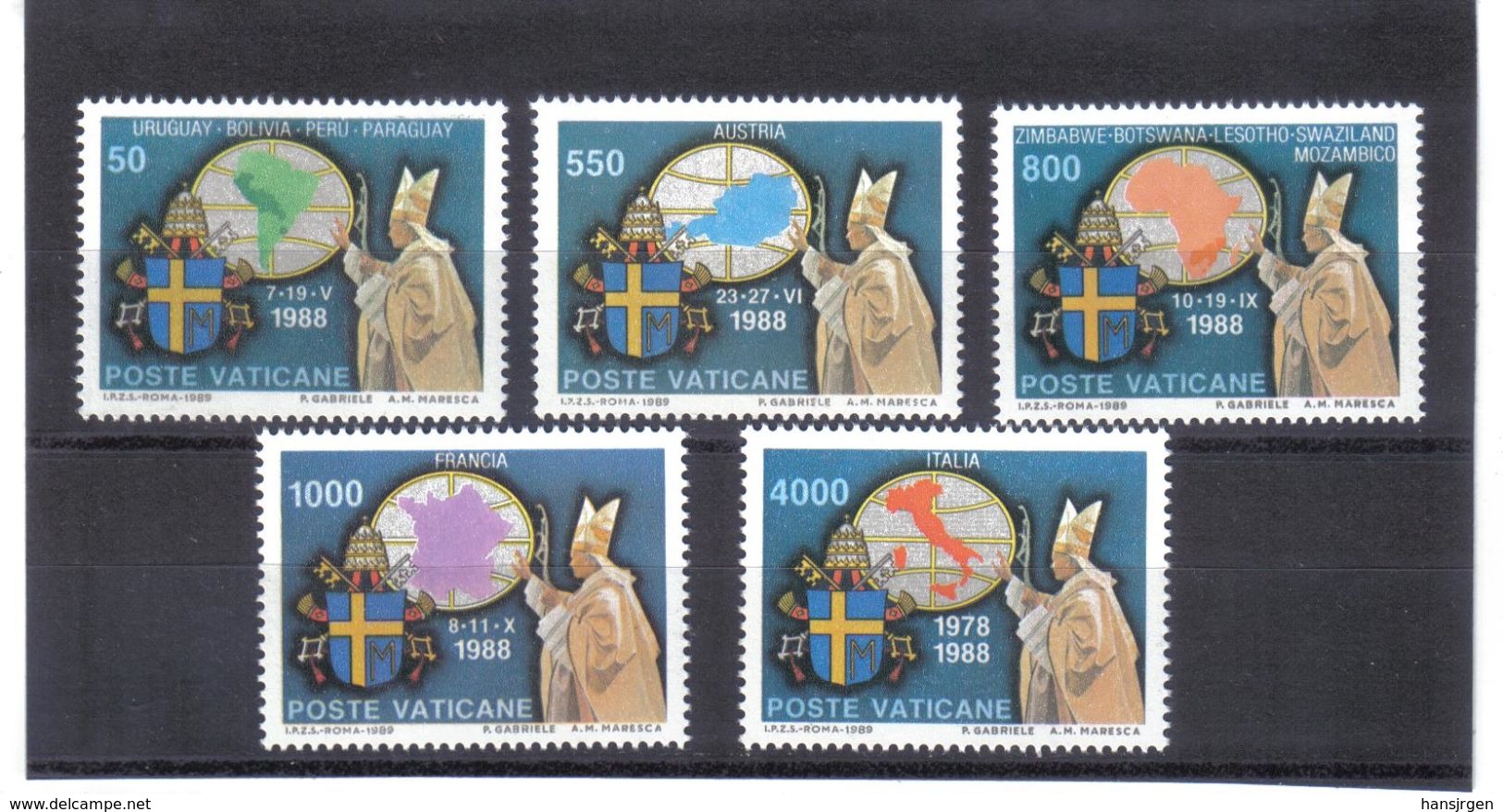 XAX85 VATICAN  1989   MICHL  988/92 ** Postfrischer SATZ SIEHE ABBILDUNG - Ungebraucht