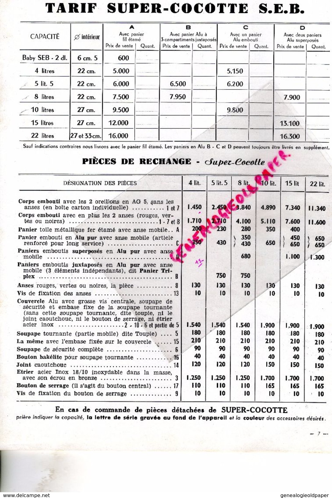 21- SELONGEY- PUBLICITE SUPER COCOTTE SEB- ETS LESCURE -AUTO CUISEUR-CUISINE-R. WEISS-TOURS- IMPRIMERIE KRUCH RAON ETAPE