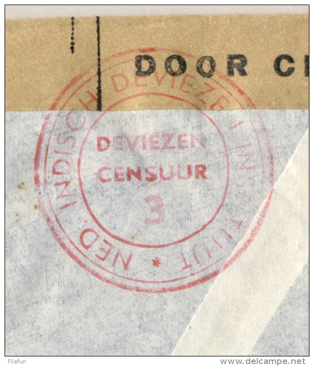 Nederlands Indië - 1941 - 10 cent Konijnenburg op censored KNILM R-cover van Siboga naar New York / USA - stamps removed