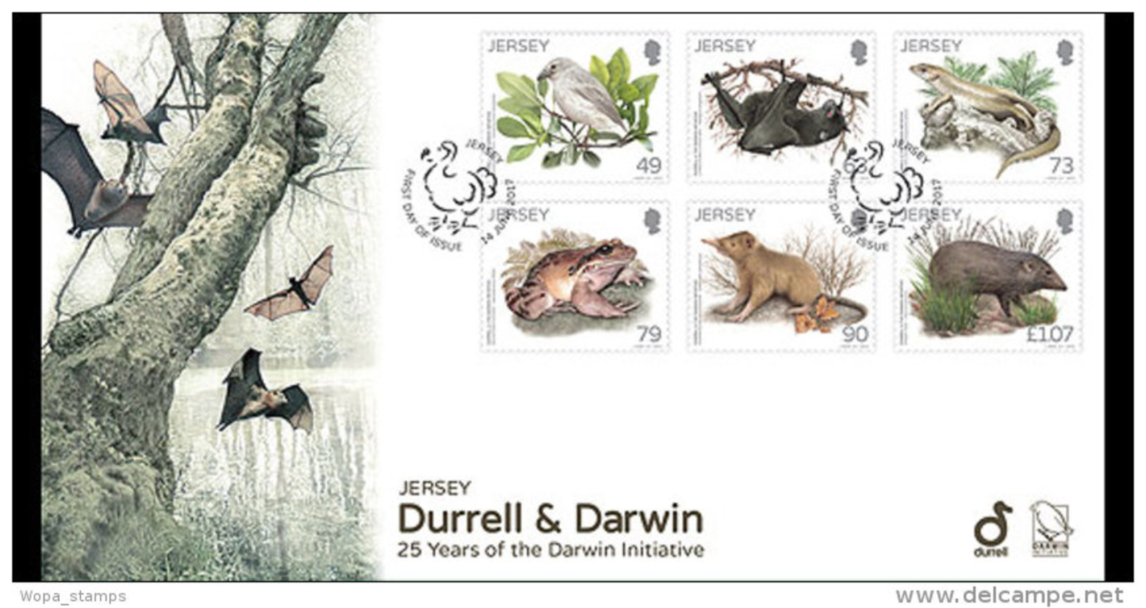 Jersey 2017 First Day Cover - Durrell & Darwin - 25 Years Of The Darwin Initiative (FDC-S) - Jersey