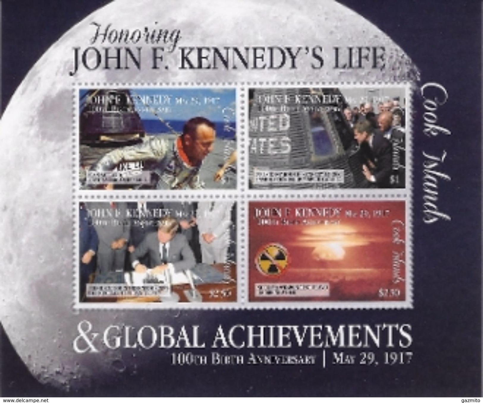 Cook 2017, President Kennedy, Atomic Explosion, Apollo Miisions, 4val In BF - Oceanië