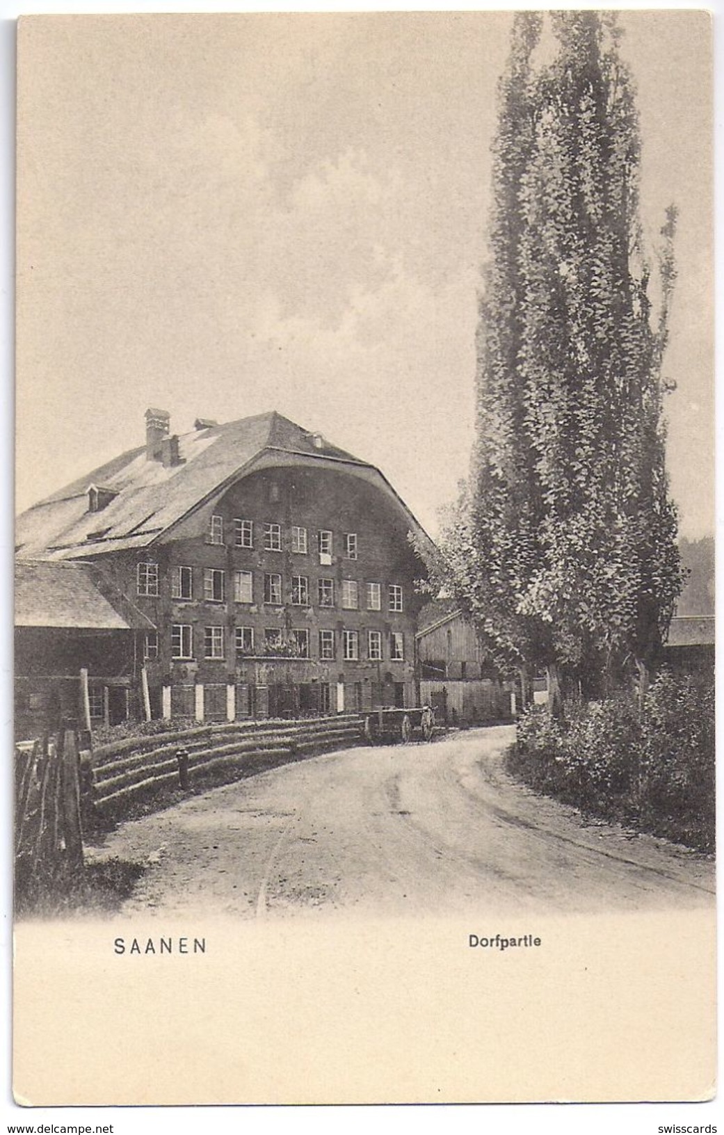 SAANEN: Dorfpartie Mit Grossem Alten Haus Und Pappel ~1910 - Autres & Non Classés