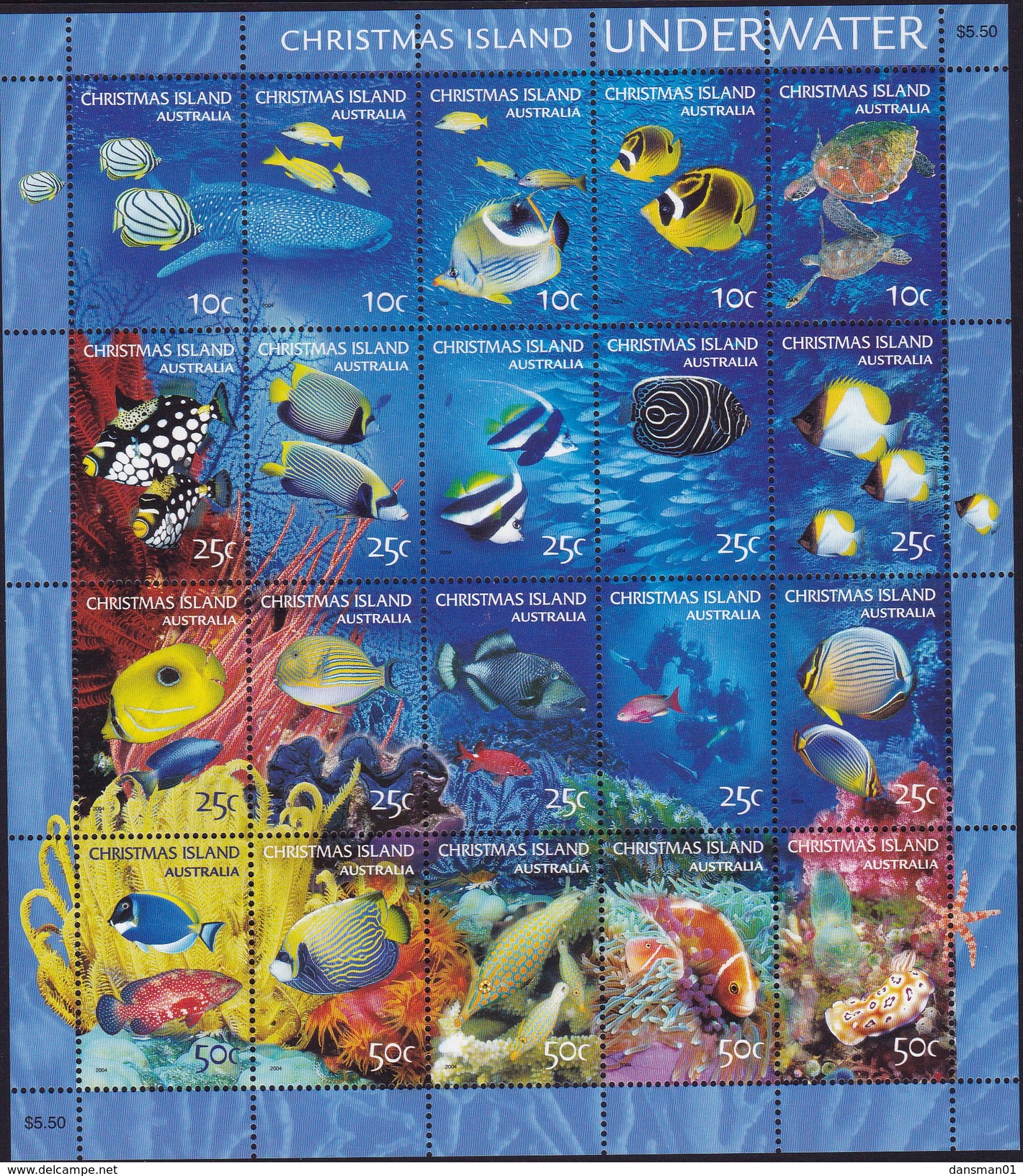 Christmas Island 2004 Underwater Mint Never Hinged - Christmas Island