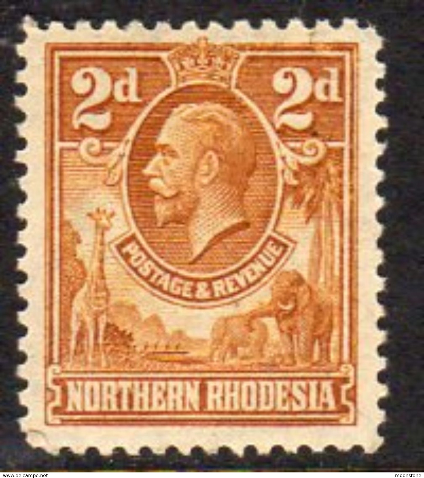 Northern Rhodesia GV 1925-9 2d Giraffe Elephant Definitive, Hinged Mint, SG 4 (BA) - Rodesia Del Norte (...-1963)