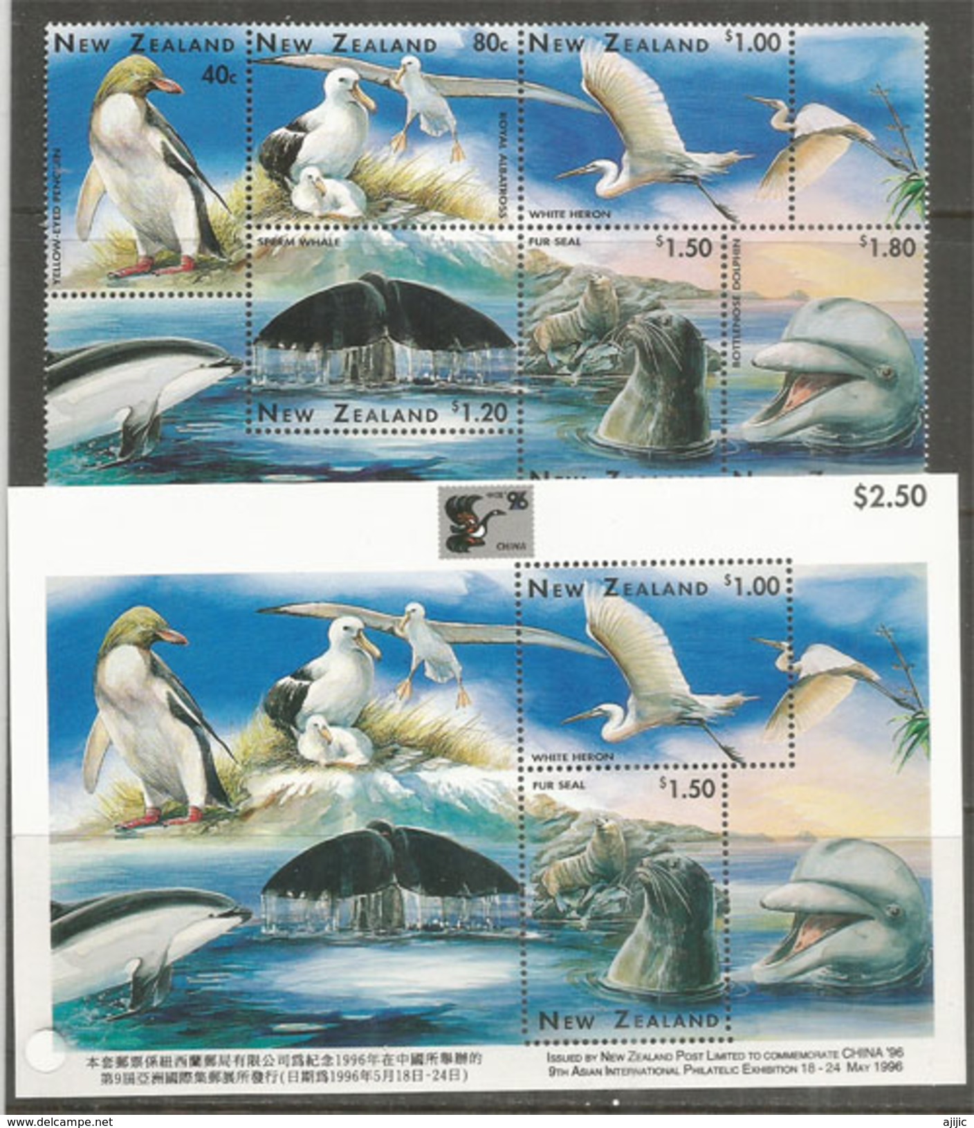 Faune De L'Antarctique Et Territoire De Ross, Série + Bloc-feuillet Neufs ** De  NOUVELLE ZELANDE. Côte 20 &euro; - Faune Antarctique