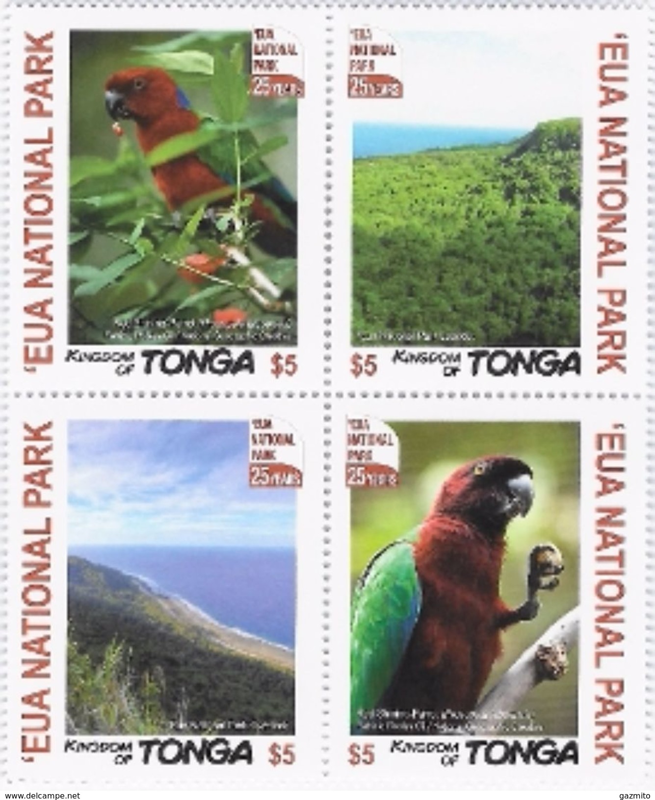Tonga 2017, Eua National Park, Parrot, 4val - Tonga (1970-...)