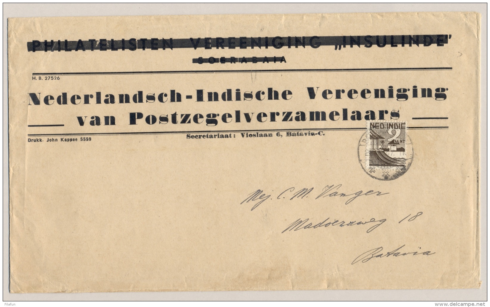Nederlands Indië - 1947 - 2 Cent Uitgifte Jan Staal, Enkel Op Cover Van Nederlandsch-Indische Vereeniging Postzegelverz. - Indes Néerlandaises