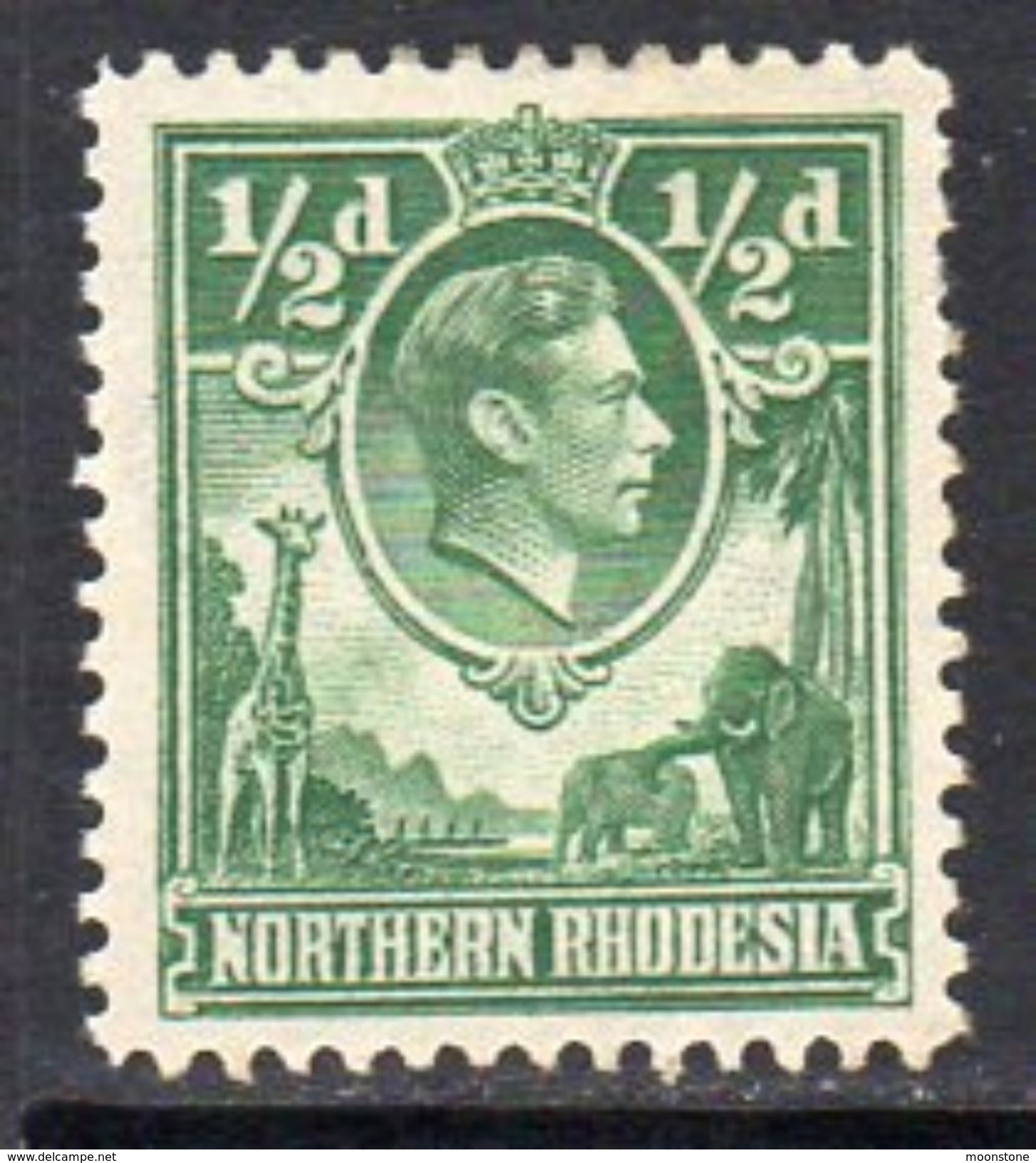 Northern Rhodesia GVI 1938-52 ½d Green Giraffe Elephant Definitive, MNH, SG 25 (BA) - Northern Rhodesia (...-1963)