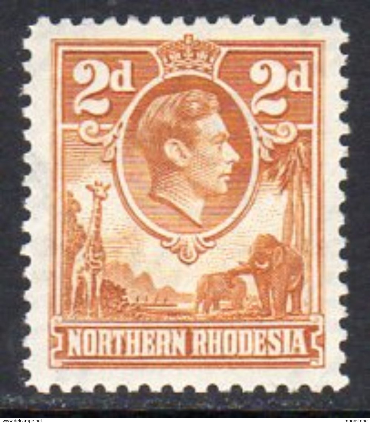 Northern Rhodesia GVI 1938-52 2d Yellow-brown Giraffe Elephant Definitive, Lightly Hinged Mint, SG 31 (BA) - Rhodesia Del Nord (...-1963)