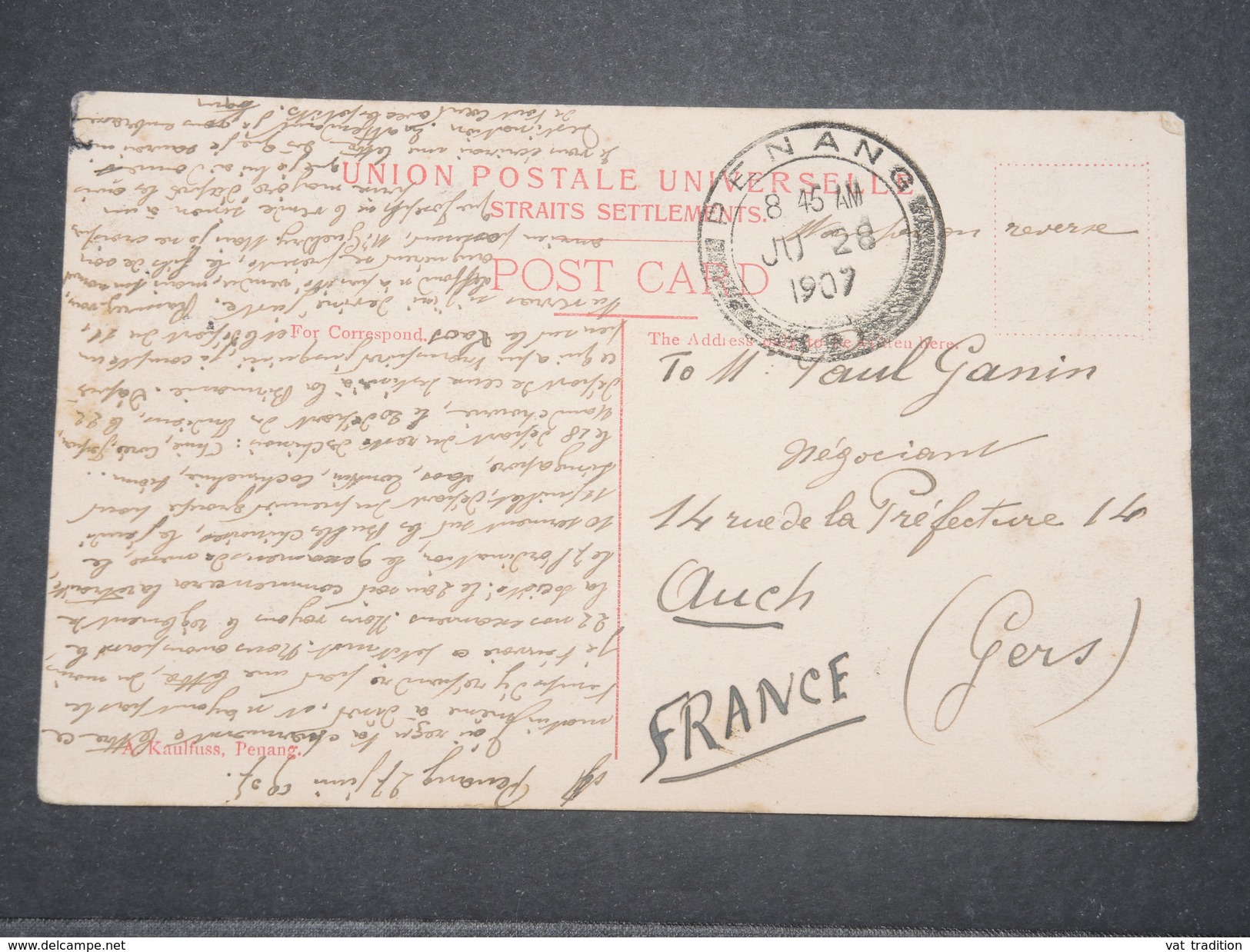 MALAISIE - Oblitération De Penang Sur Carte Postale En 1907 Pour La France - L 9638 - Penang