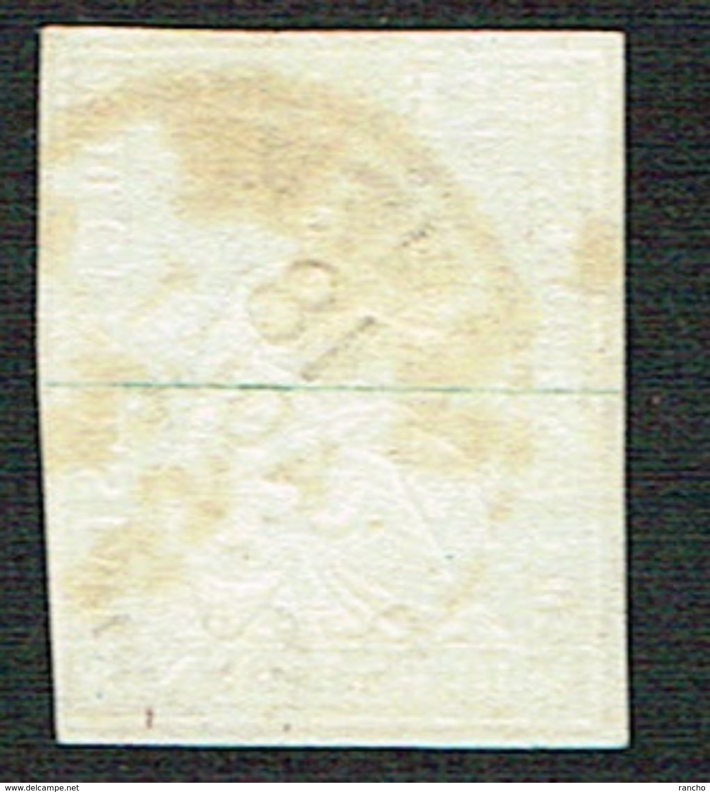 TIMBRE OBLITERE 1859 FIL DE SOIE VERT C/.S.B.K. Nr:23G. Y&TELLIER Nr:27. MICHEL Nr:14IIBym. PAPIER EPAIS. - Gebraucht
