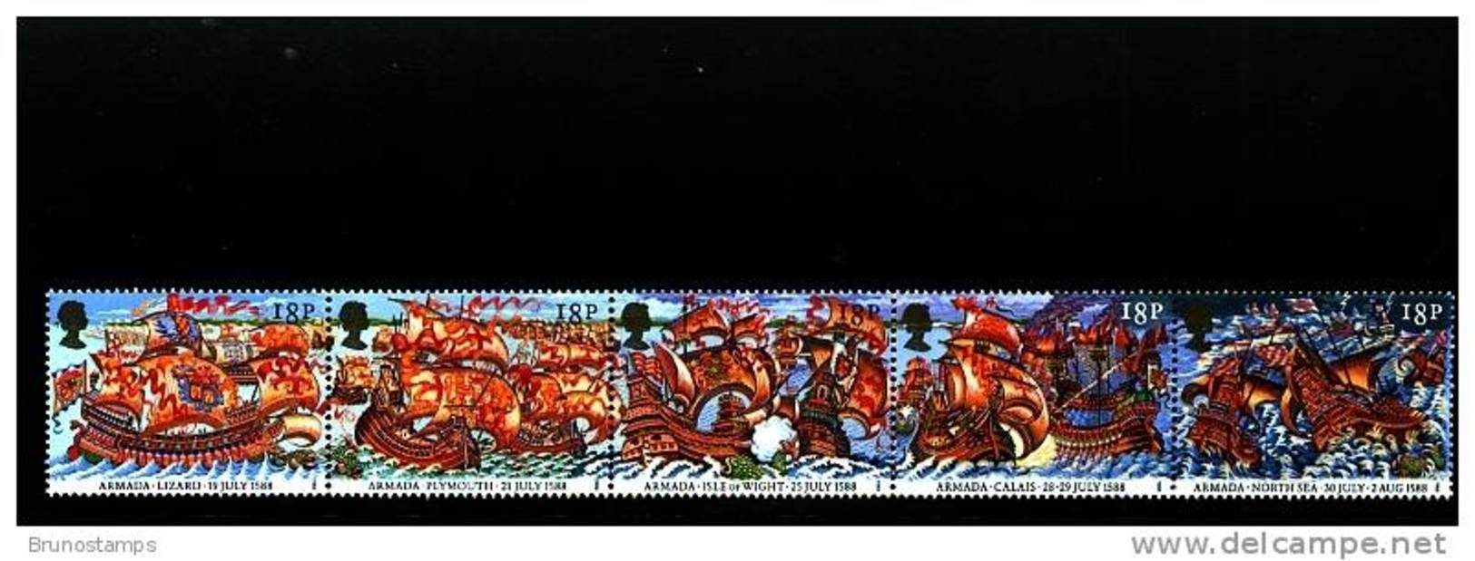 GREAT BRITAIN - 1988  SPANISH ARMADA  STRIP  MINT NH - Nuovi