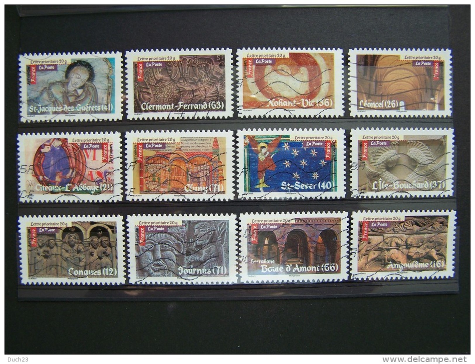 OBLITERE ANNEE 2010 N°455/466 SERIE COMPLETE ART ROMAN 12 VALEURS AUTOCOLLANT ADHESIF - Used Stamps