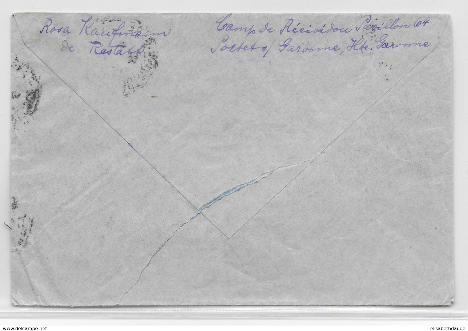 INTERNE DEPORTE JUIF ALLEMAND - 1941 - ENVELOPPE Avec CENSURE De La SURETE NATIONALE Du CAMP De RECEBEDOU => USA - Guerre De 1939-45