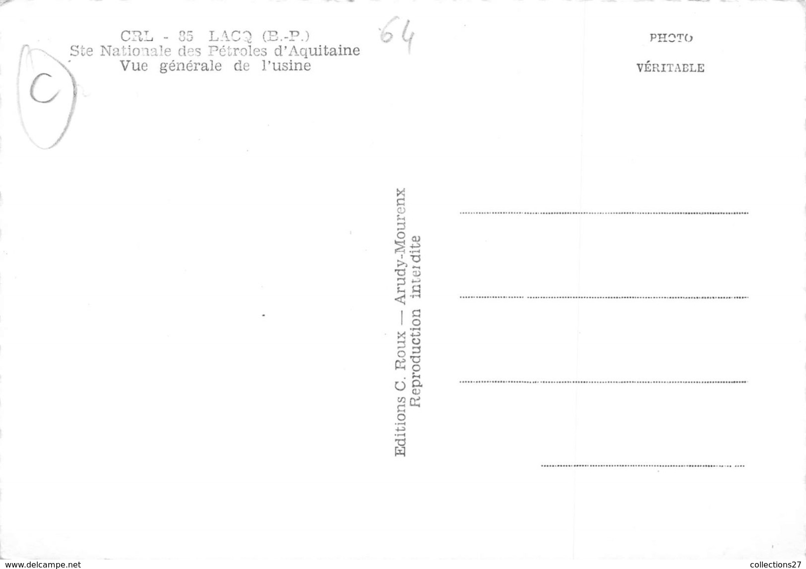 64-LACQ- STE NATIONALE DES PETROLES D'AQUITAINE  VUE GENERALE DE L'USINE - Lacq