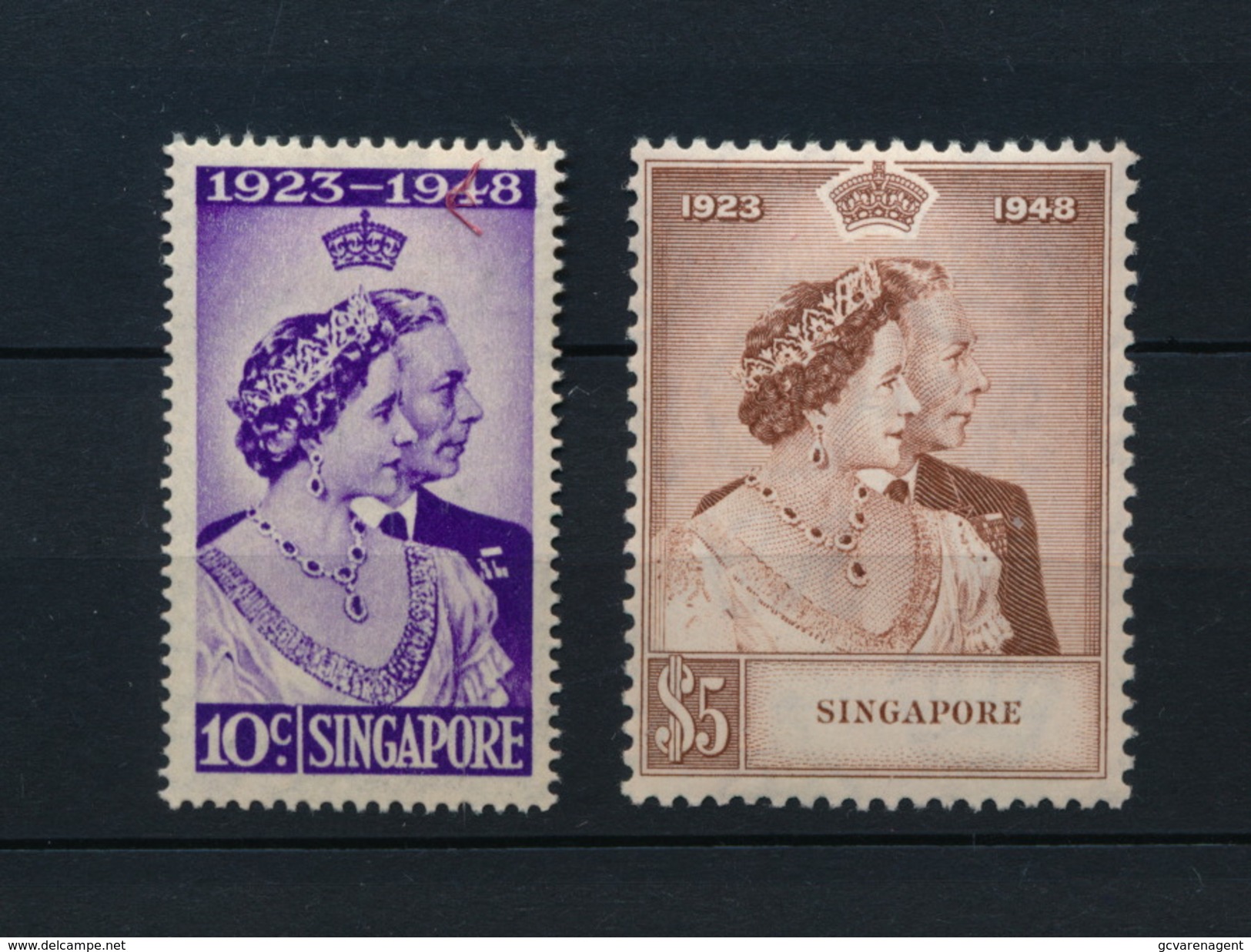 SINGAPORE - 16/17  COMMEMORATIFS DES NOCES D'ARGENT DES SOUVERAINS BRITANNIQUES - NEW STATE WITH SCARNIER - LOOK 2 SCANS - Singapore (...-1959)