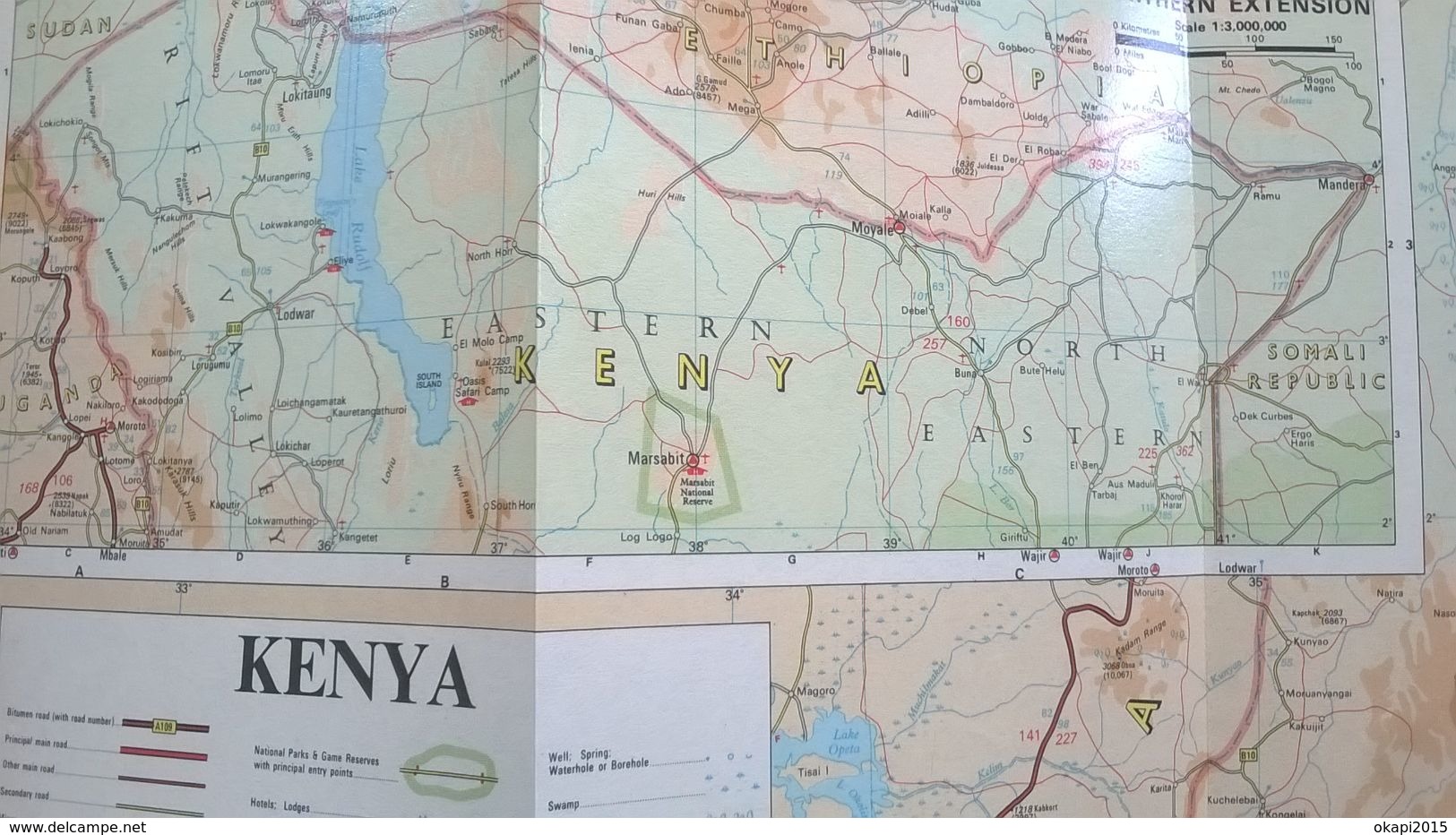 Road map of Kenya - Year 1968 - Vieille carte routière du Kenya - Année 1968. Publicité  Shell.