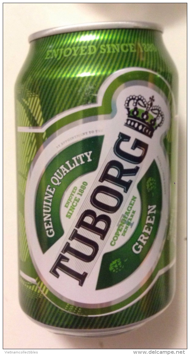 Tuborg Myanmar Burma Empty 330ml Beer Can / Opened By 2 Holes At Bottom - Cans