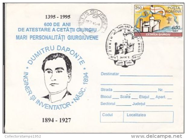 63600- DUMITRU DAPONTE, ENGINEER, SPECIAL COVER, 1995, ROMANIA - Lettres & Documents