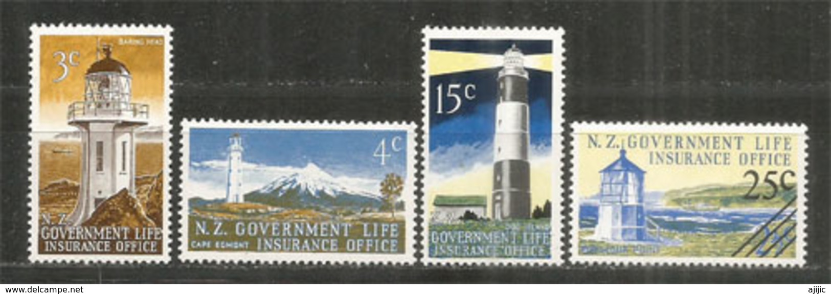 Phares Du Cap Egmont,Puysegur,Baring Head,Dog Island.  4 Timbres Neufs ** De NOUVELLE-ZELANDE. - Unused Stamps