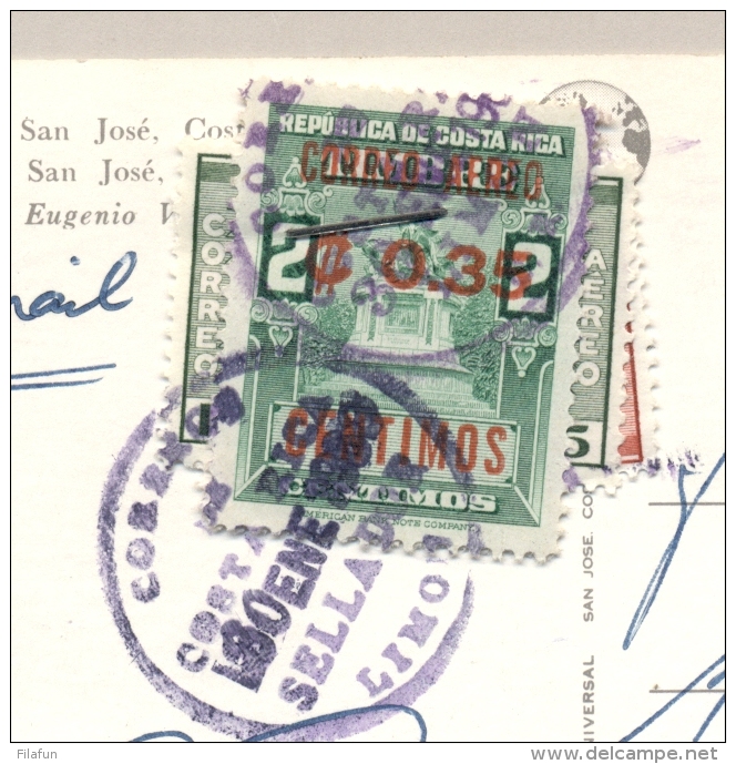 Costa Rica - 1963 - Peculiar Franking: 4 Stamps Cancelled And Stapled To Postcard - Costa Rica