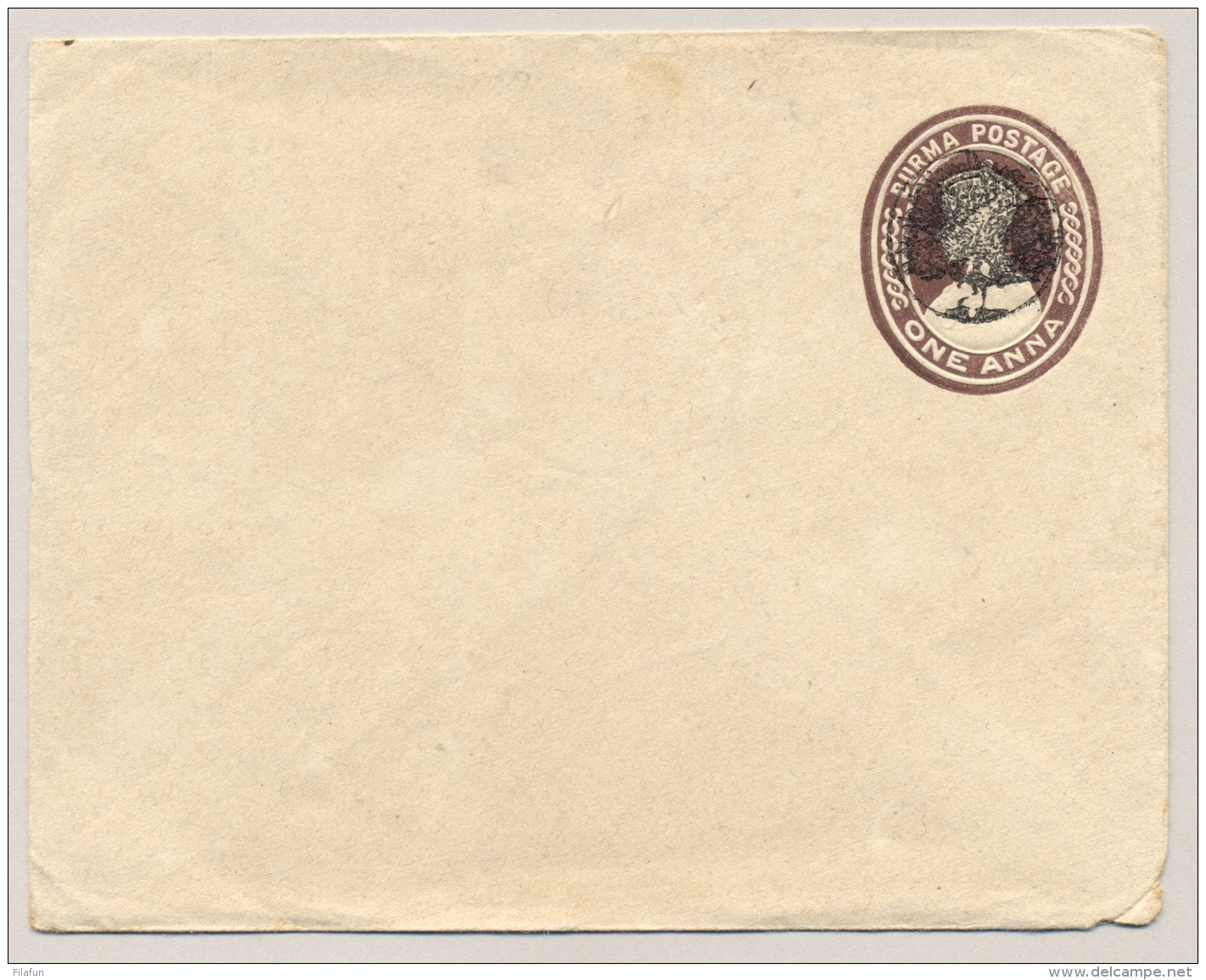 Burma - 1942 - 1 Anna Envelope With Peacock Overprint Burmese Independence Army - Myanmar (Birma 1948-...)