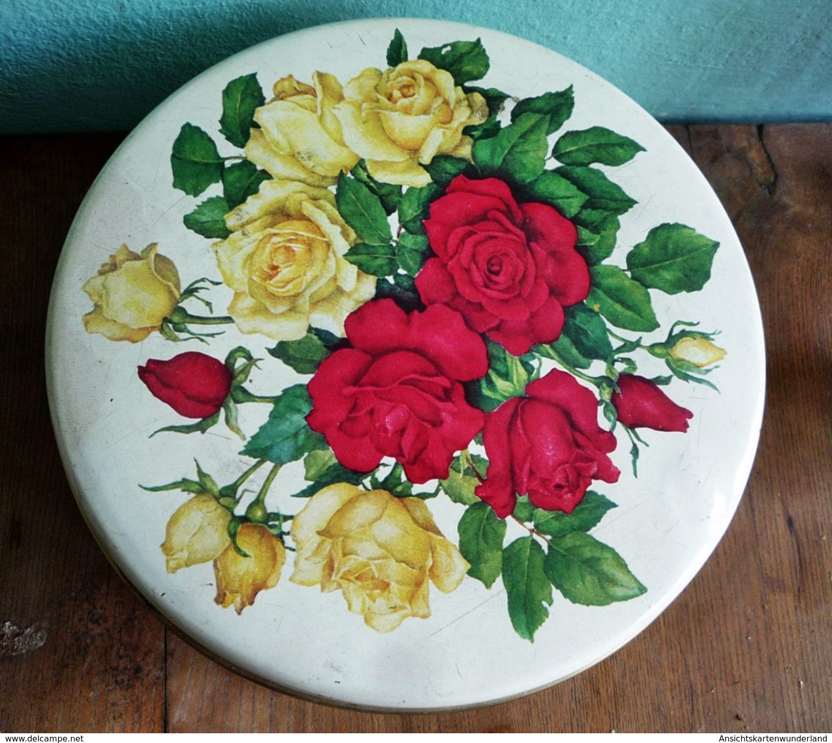 Blechdose Mit Rosendekor Von IRA/ Denmark Vintage 60er Jahre - Cannettes