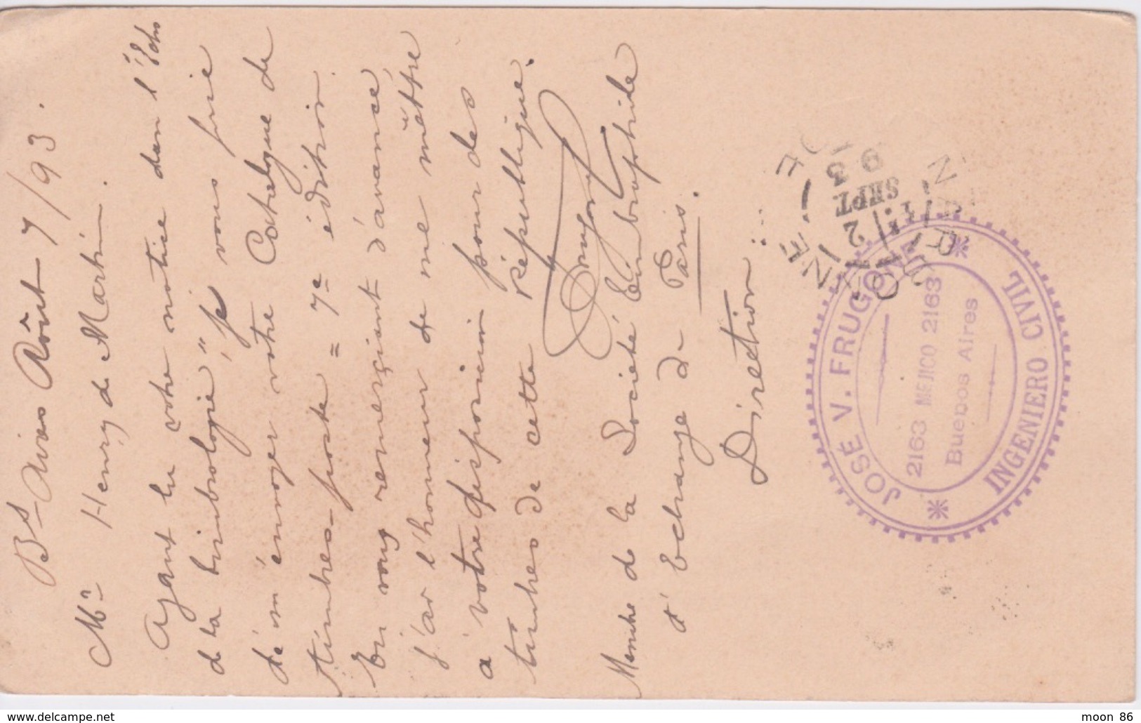 ARGENTINE - ENTIER POSTAL Rép Argentina - Rare Imprimé Précurseur 1893 - Buenos Aires à Narbonne - Briefe U. Dokumente