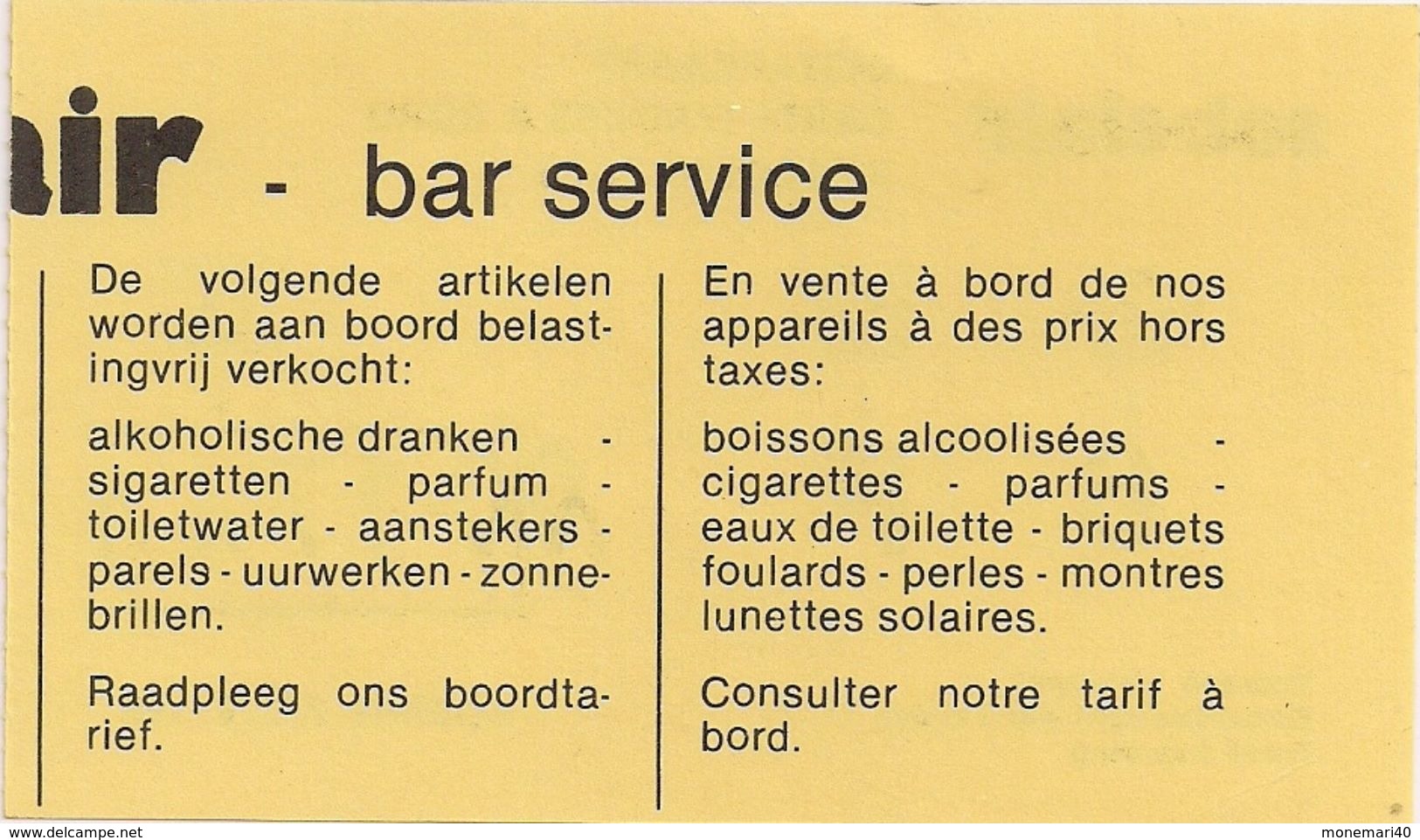 SOBELAIR - CARTE D'ACCES A BORD - BOEING 737 (Bruxelles-Monastir) 1988. - Monde
