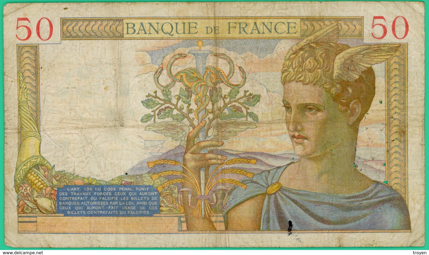 50 Francs -Cérès - France - N° P.8640 - 098 /6=10=1938   - TB - - 50 F 1934-1940 ''Cérès''