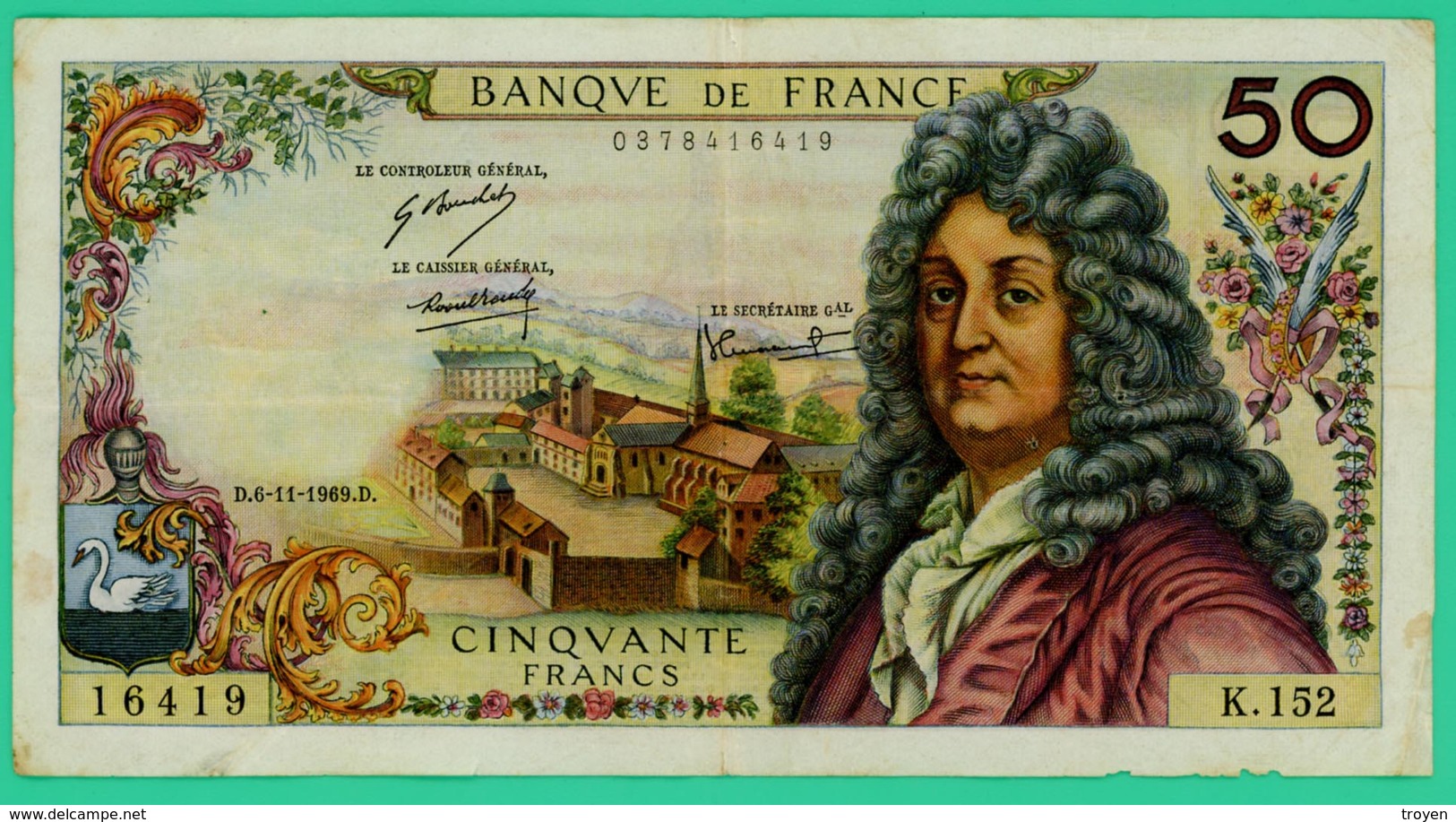 50 Francs - Racine - France - N°K.152-0378416419 / 6=11=1969 - TB+ - - 50 F 1962-1976 ''Racine''