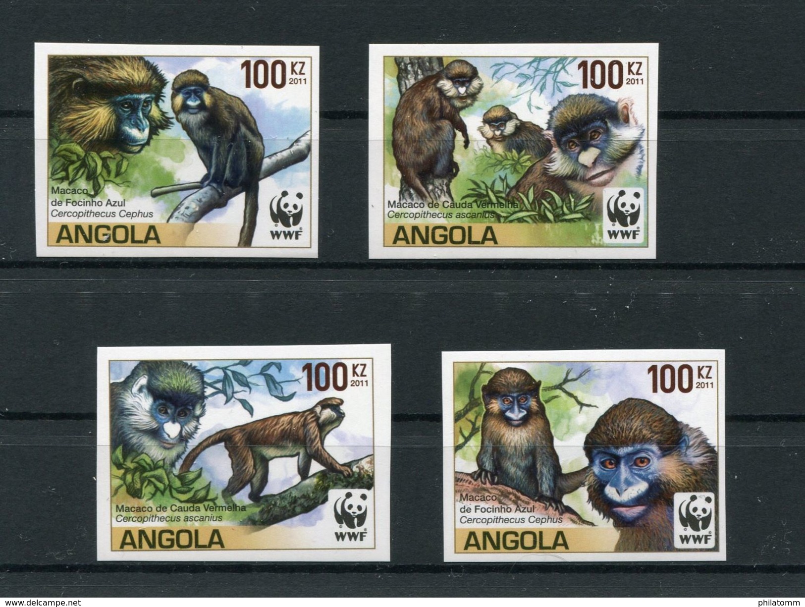 WWF - Angola - Mi.Nr. 1858 / 1861 - "Meerkatzen" ** / MNH - (Jahr 2011) Geschnitten / Imperforated - Ungebraucht