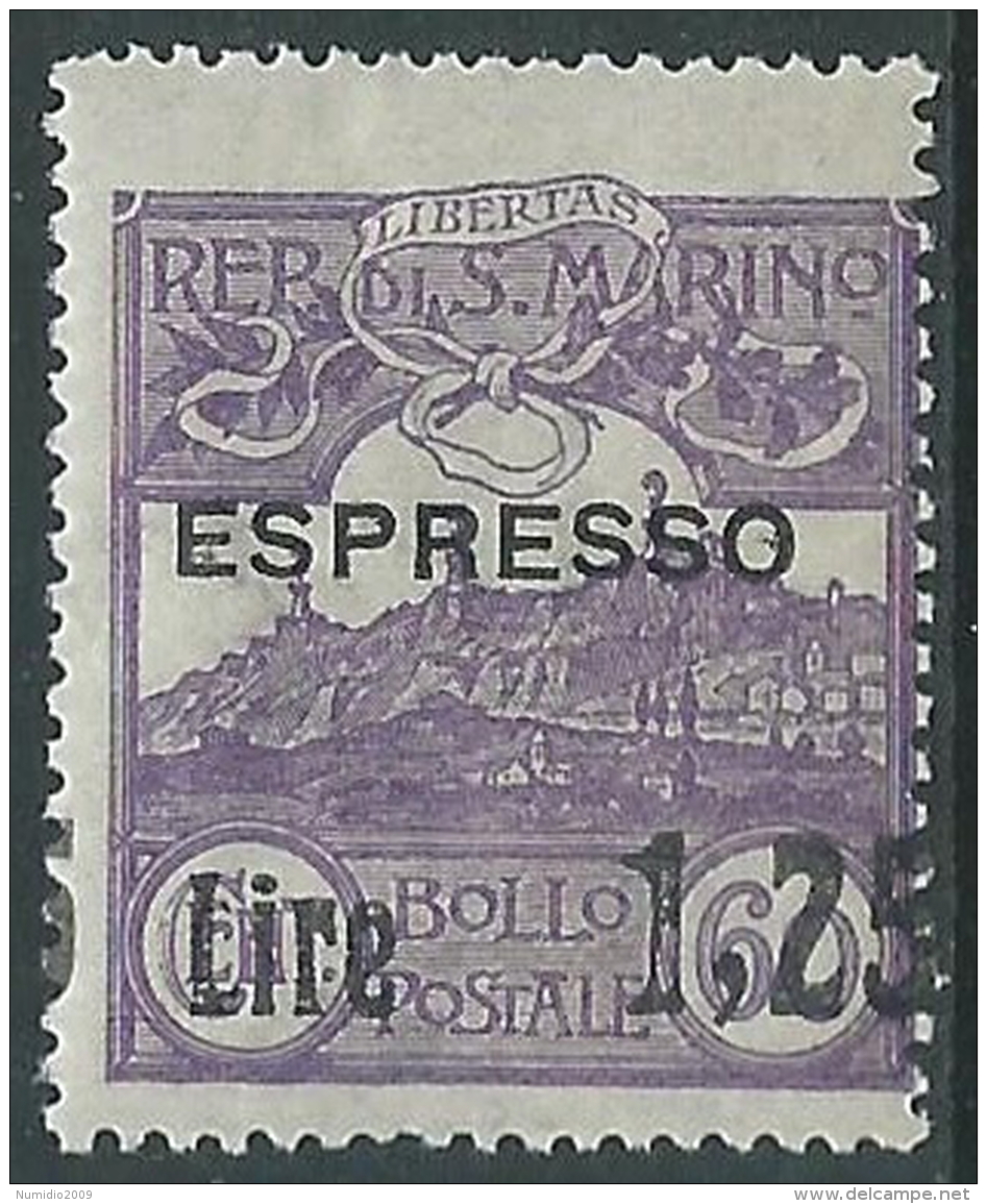 1926 SAN MARINO ESPRESSO SOPRASTAMPATO 1,25 LIRE SU 60 CENT VARIETà MNH ** - X23 - Timbres Express