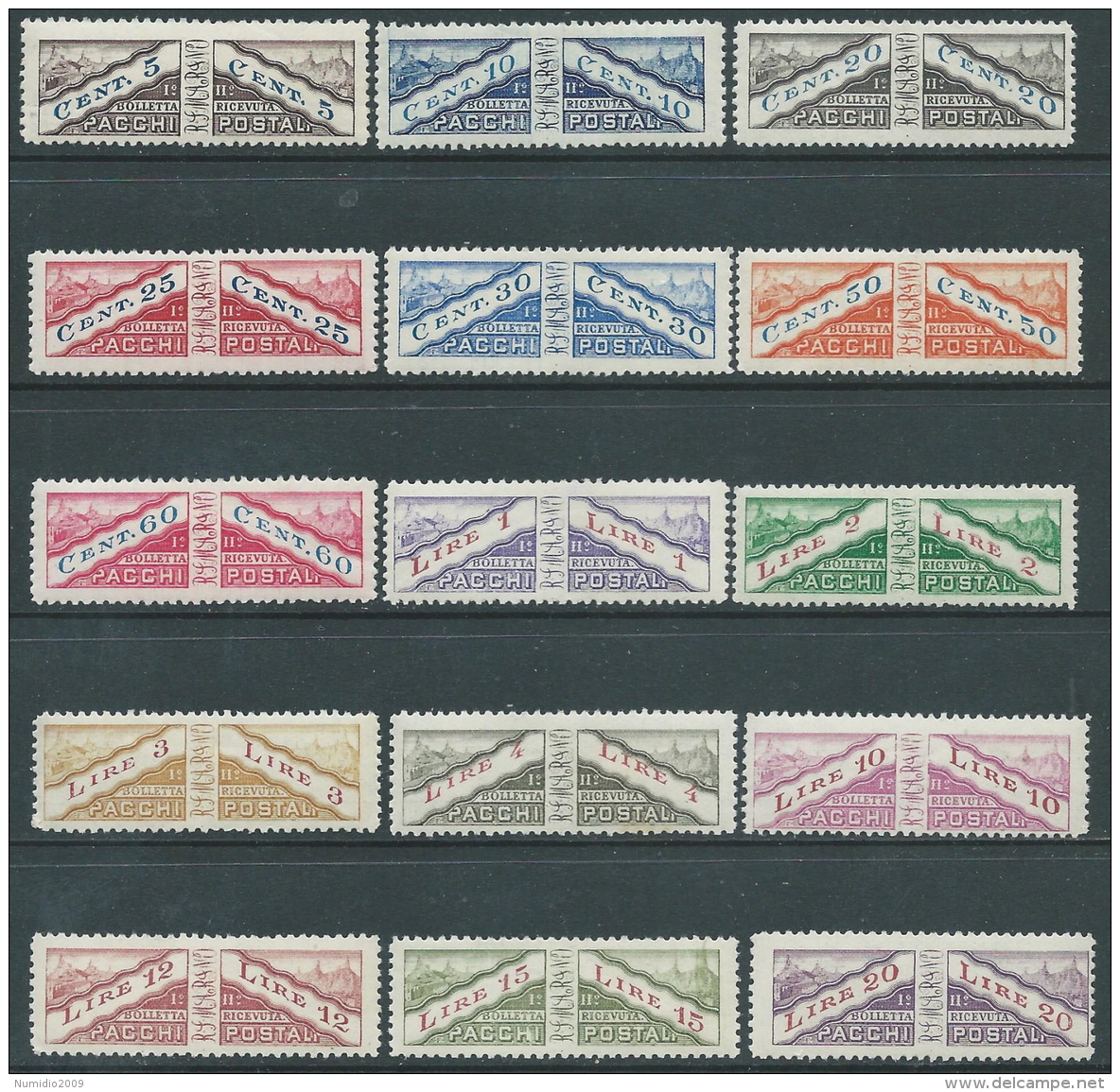 1928 SAN MARINO PACCHI POSTALI 15 VALORI MNH ** - X27 - Parcel Post Stamps
