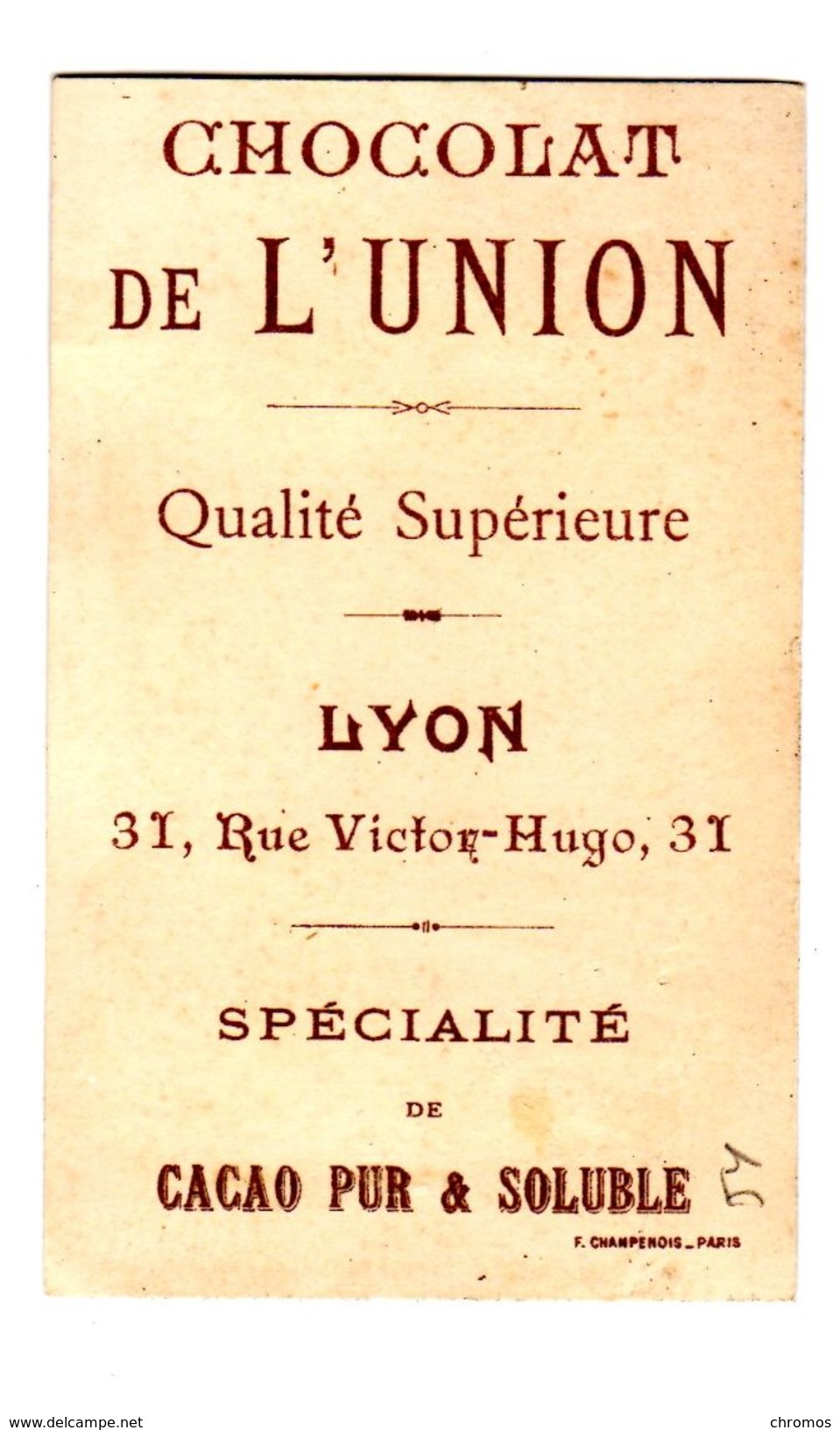 Chromo Champenois, Chocolat De L'union, Serie 36-33, Ne Bougeons Plus, Appareil De Photo, Photographe - Autres & Non Classés