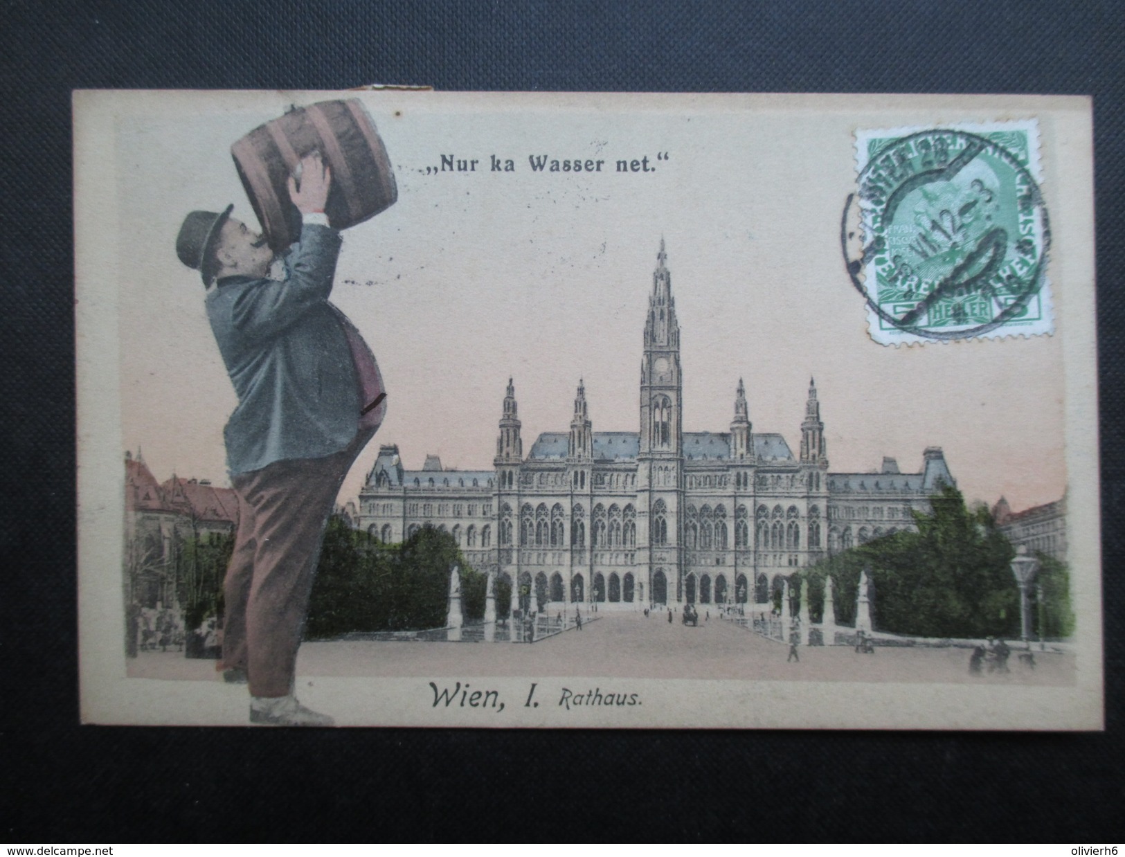 CP AUTRICHE (V1708) VIENNE WIEN (2 Vues) "Nur Ka Wasser Net" Homme Buvant Un Tonneau De Bière - Autres & Non Classés