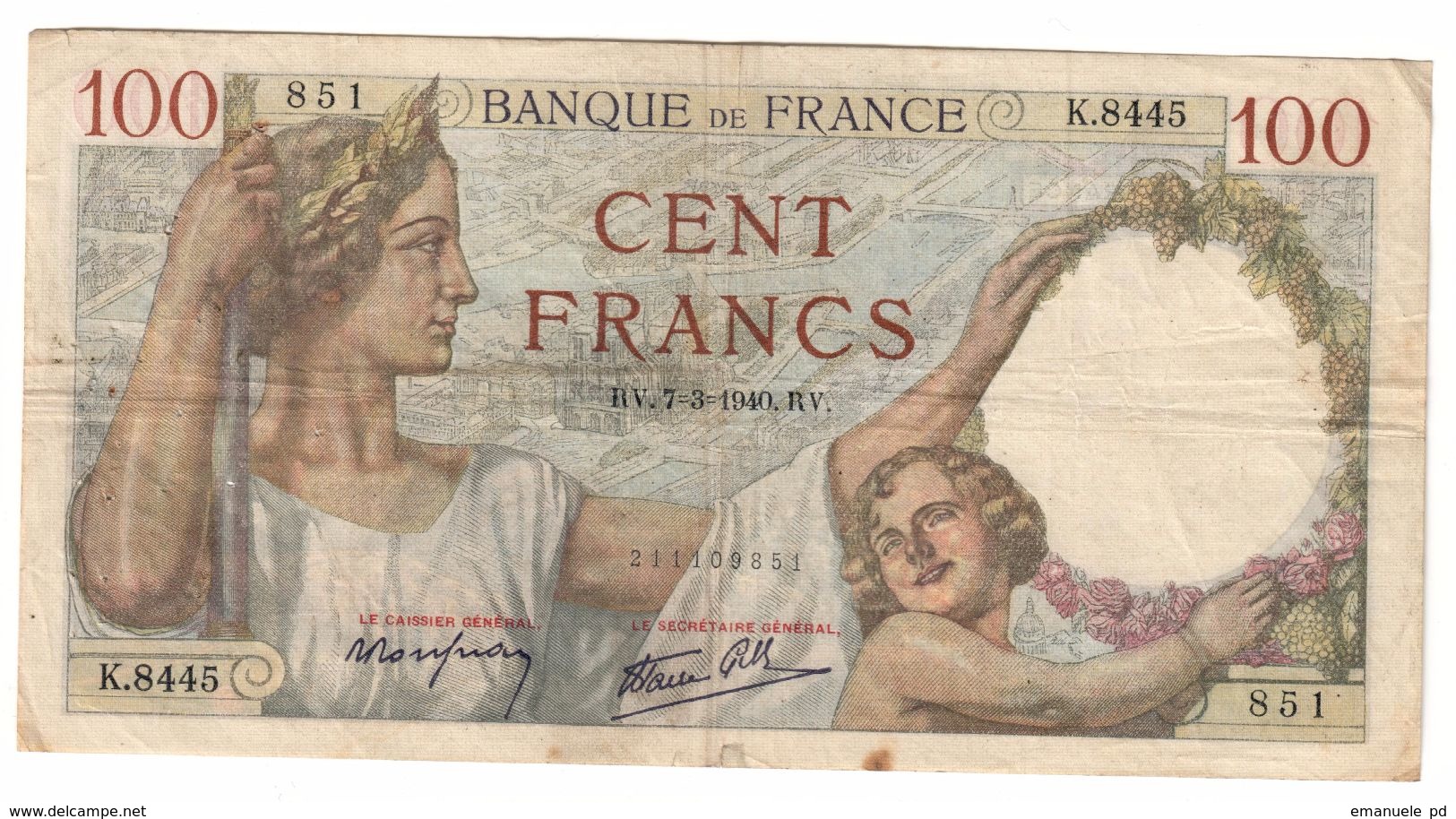 France 100 Francs 07/03/1940 - 100 F 1939-1942 ''Sully''