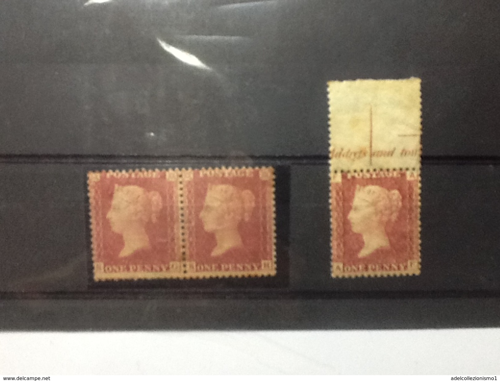88314) Gran Bretagna-2x1p Rosso Dentellato 16-n.8-MLH*+1p Rosso Grandi Lettere-n. 20-MNH** Numero Tavola 179 - Unused Stamps