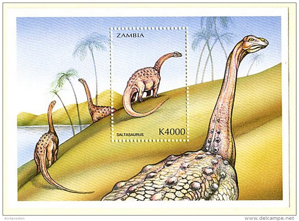 Zm9988d ZAMBIA 1999, Dinosaurs, MS 4 - Saltasaurus - Zambia (1965-...)