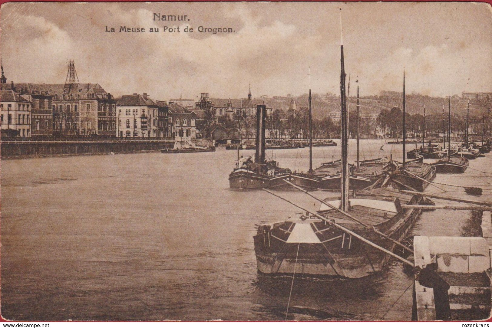 Namur La Meuse Au Port De Grognon Peniche Binnenschip Barge - Péniches
