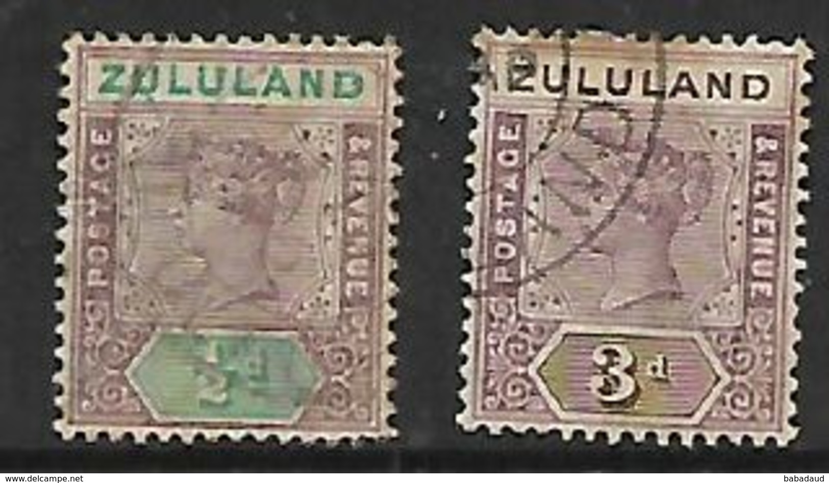 S.Africa, Zululand, 1894, 1/2d, 3d, Used - Zululand (1888-1902)