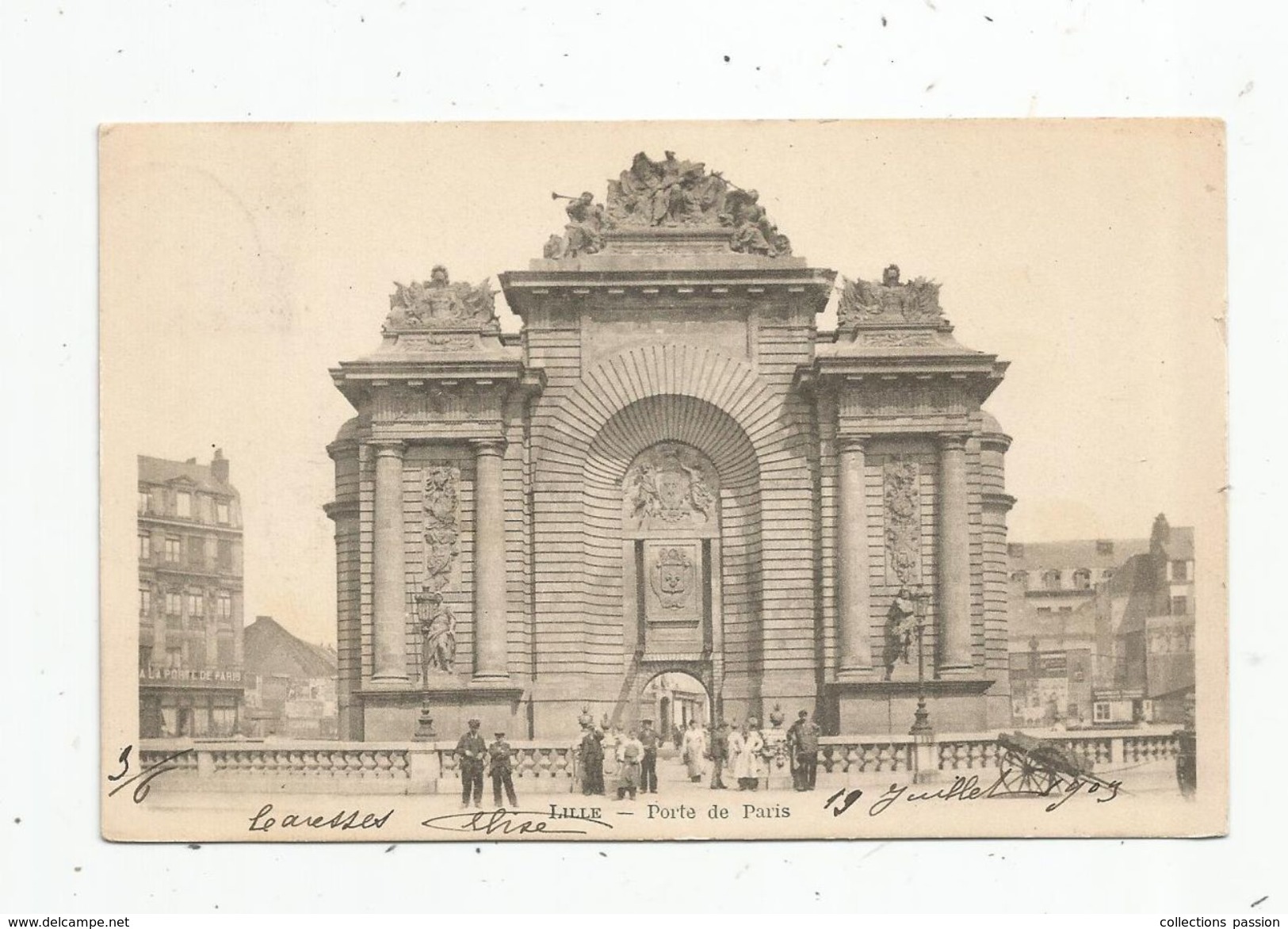 Cp , 59 , LILLE , Porte De PARIS , Dos Simple , Voyagée 1903 - Lille