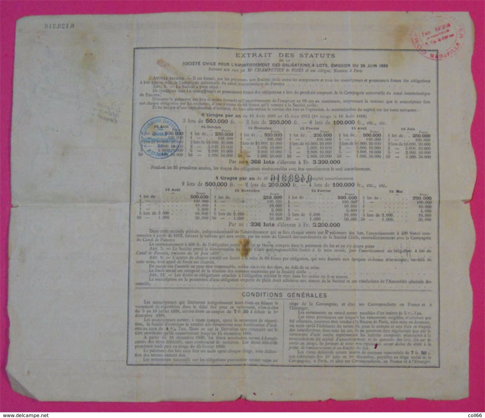 RARE Dossier Canal De Panama D'acquisition Et Titre Provisoire Timbre Fiscal & Contrôle Achat à Crédit Au Crédit Mondial - Navigation