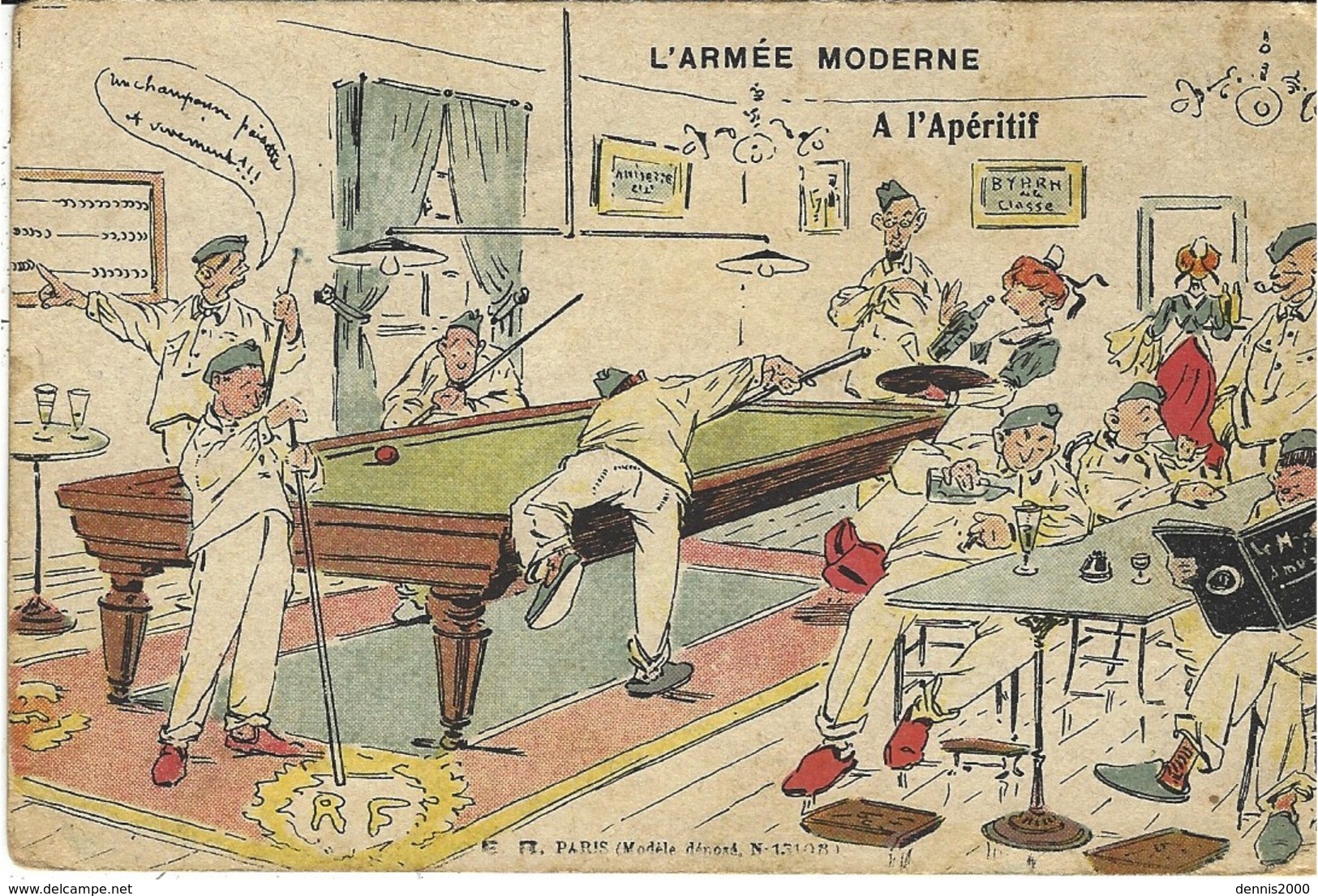 MILITARIA - BILLARD   - L' ARMÉE MODERNE - A L' Apéritif - Ed. E. R. "Halte Là!", Paris - Autres & Non Classés